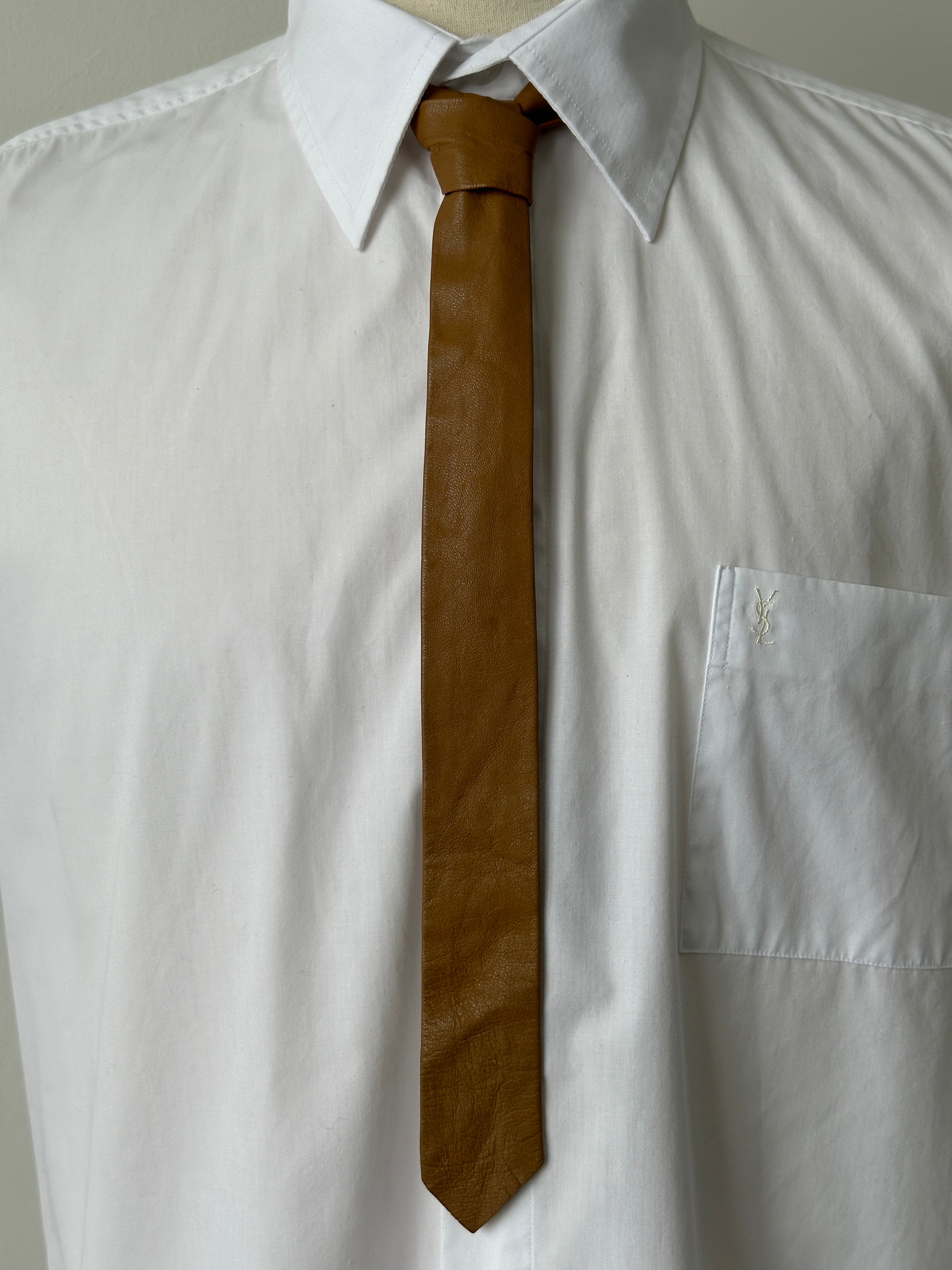 Vintage 1990s Leather Skinny Tie