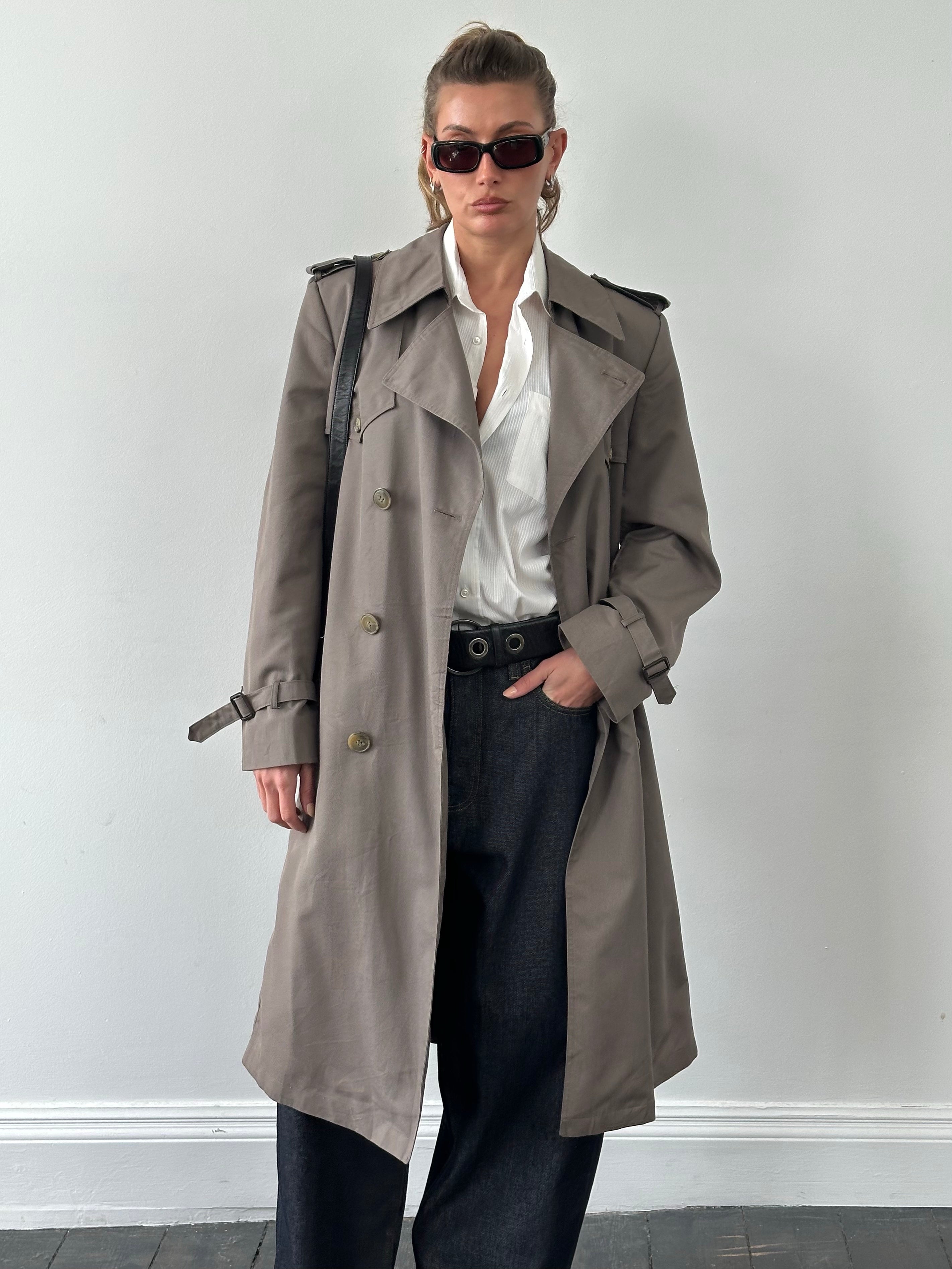 Christian Dior Monsieur 1980s Double Breasted Belted Trench Coat - L