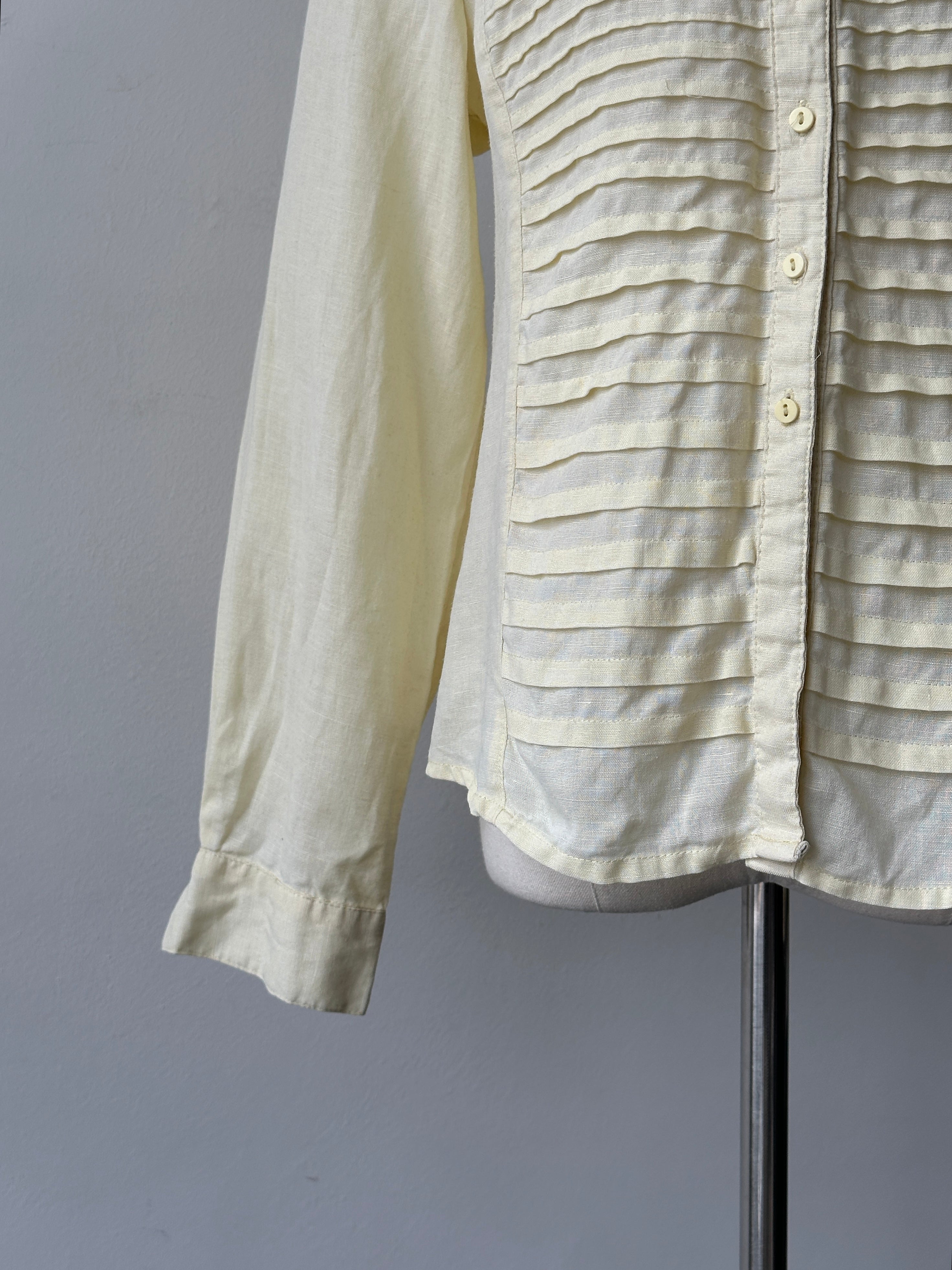 Vintage 1990s Pure Linen Pleated Shirt - M