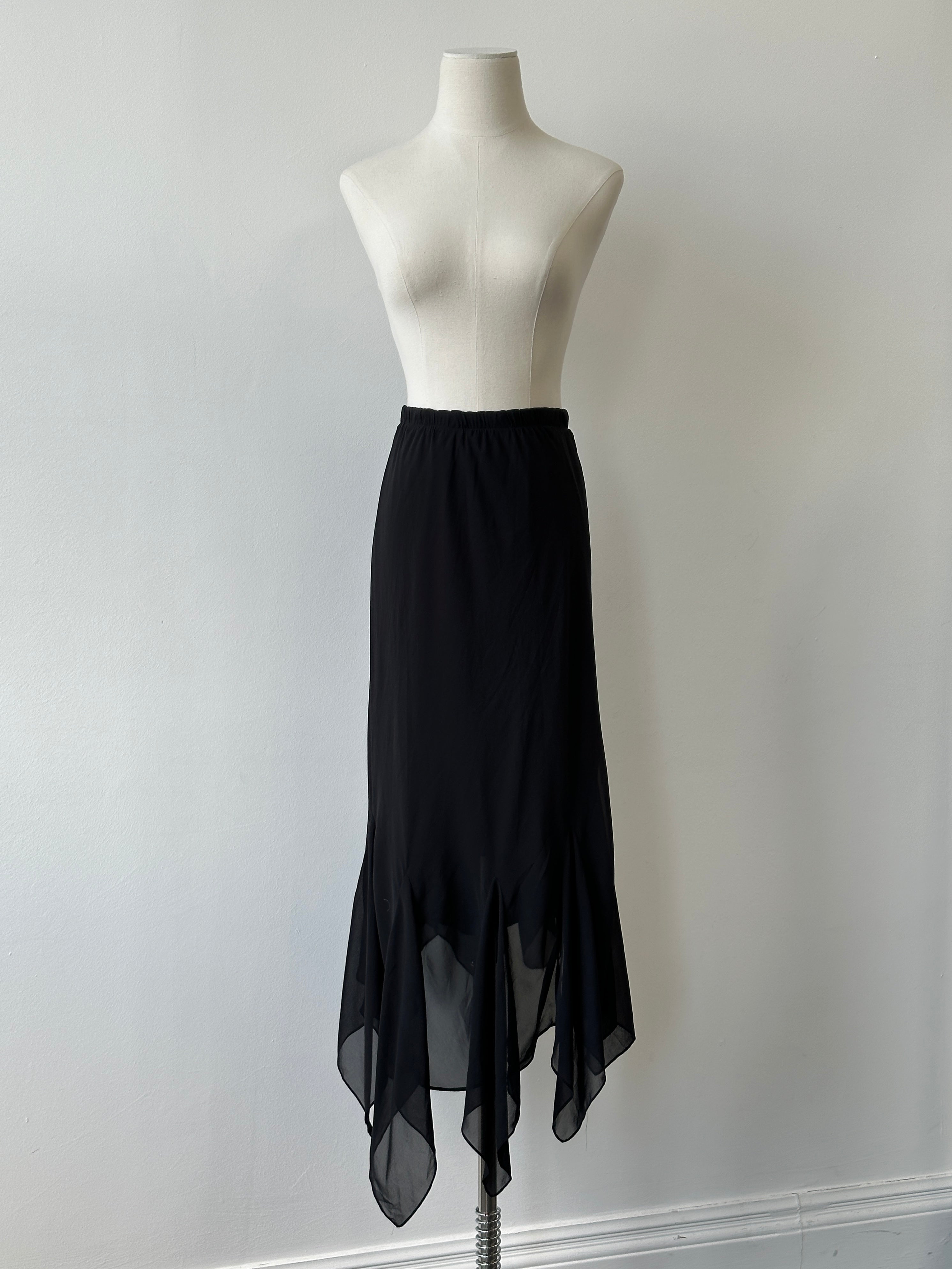 Vintage 2000s Asymmetrical Layered Sheer Midi Skirt - W24-28