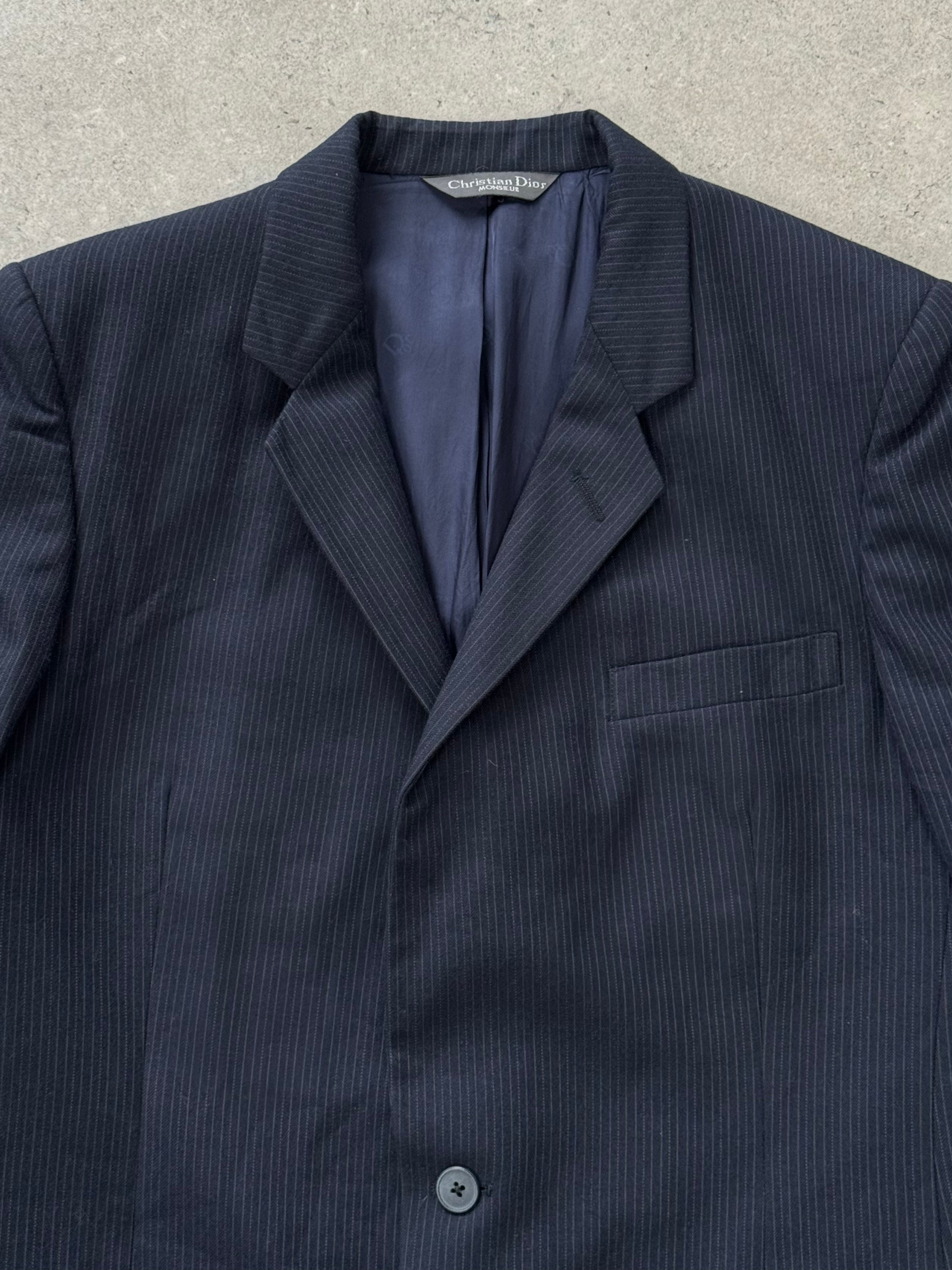 Christian Dior Monsieur 1980s Wool Striped Blazer - 40R/XL