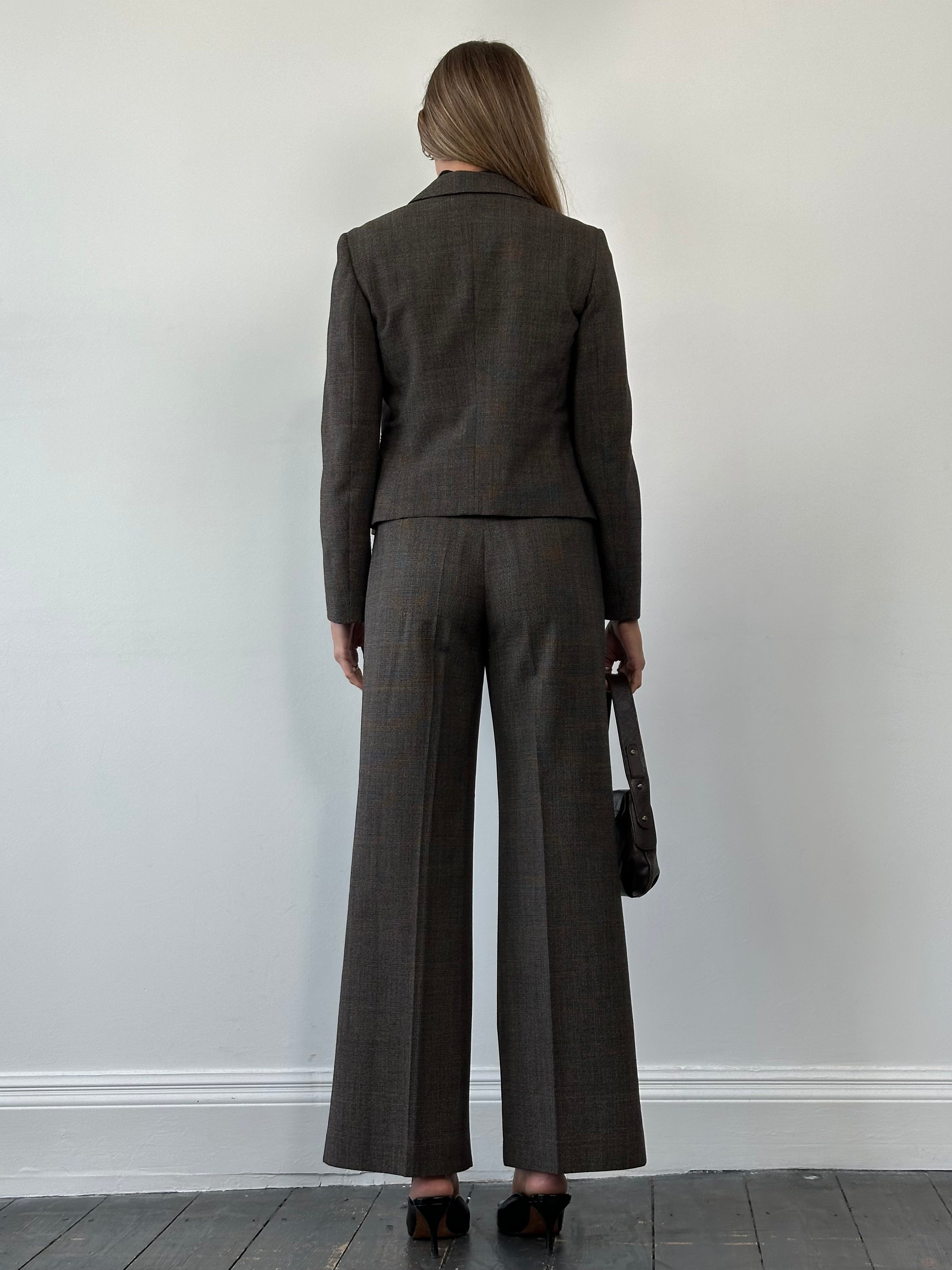 Marella Check Wool Single Breasted Low Rise Suit - XS/S - SYLK