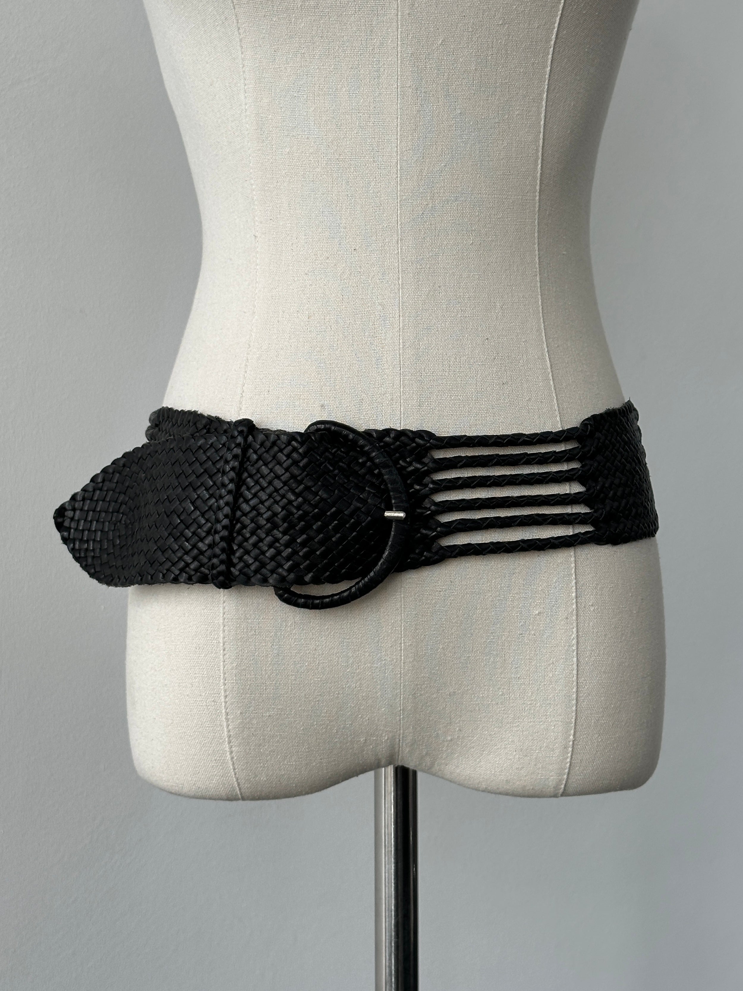 Nicole Farhi 1990s Woven Leather Chunky Belt - One size