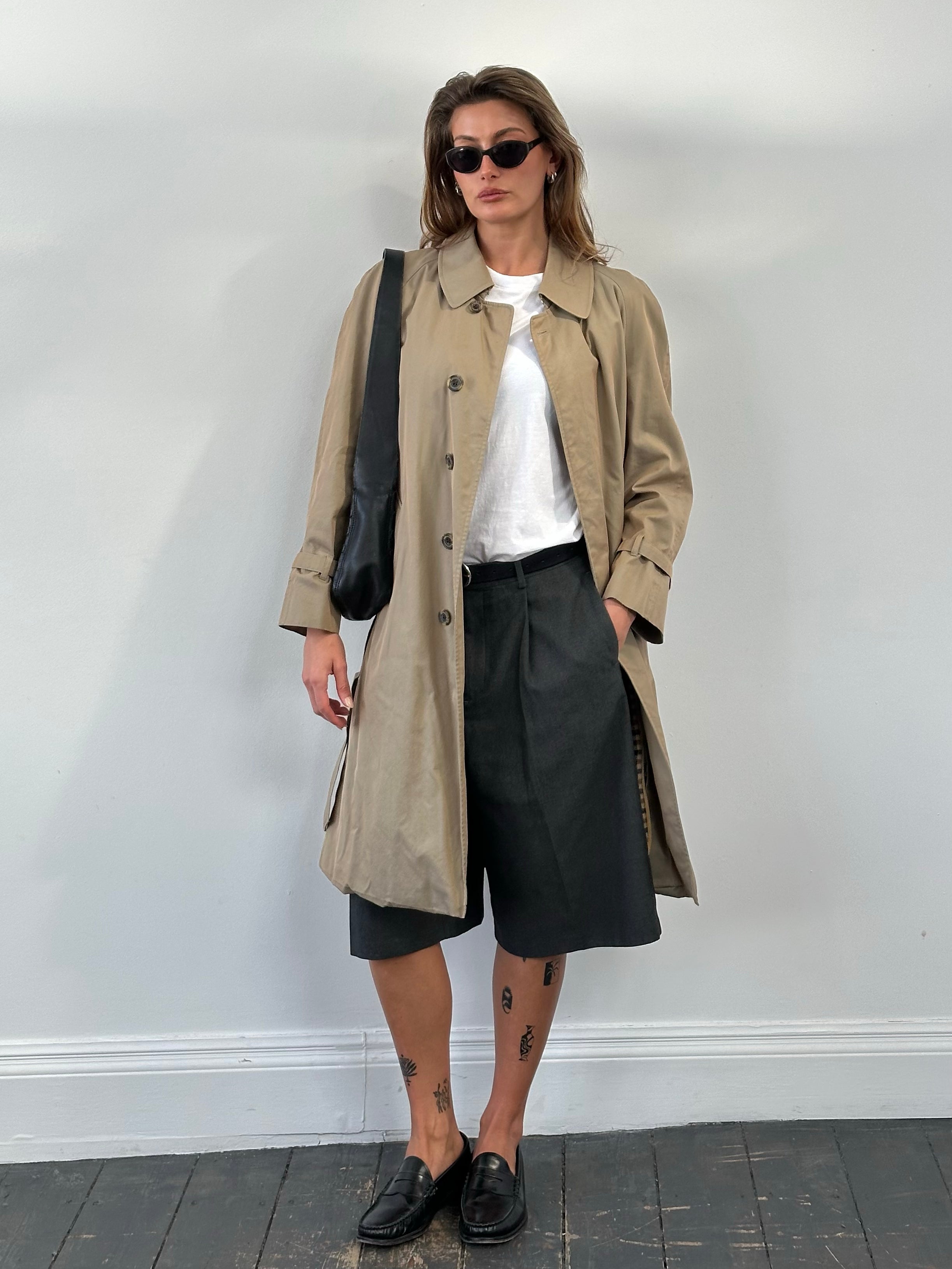 Aquascutum 1990s Pure Cotton Belted Trench - S