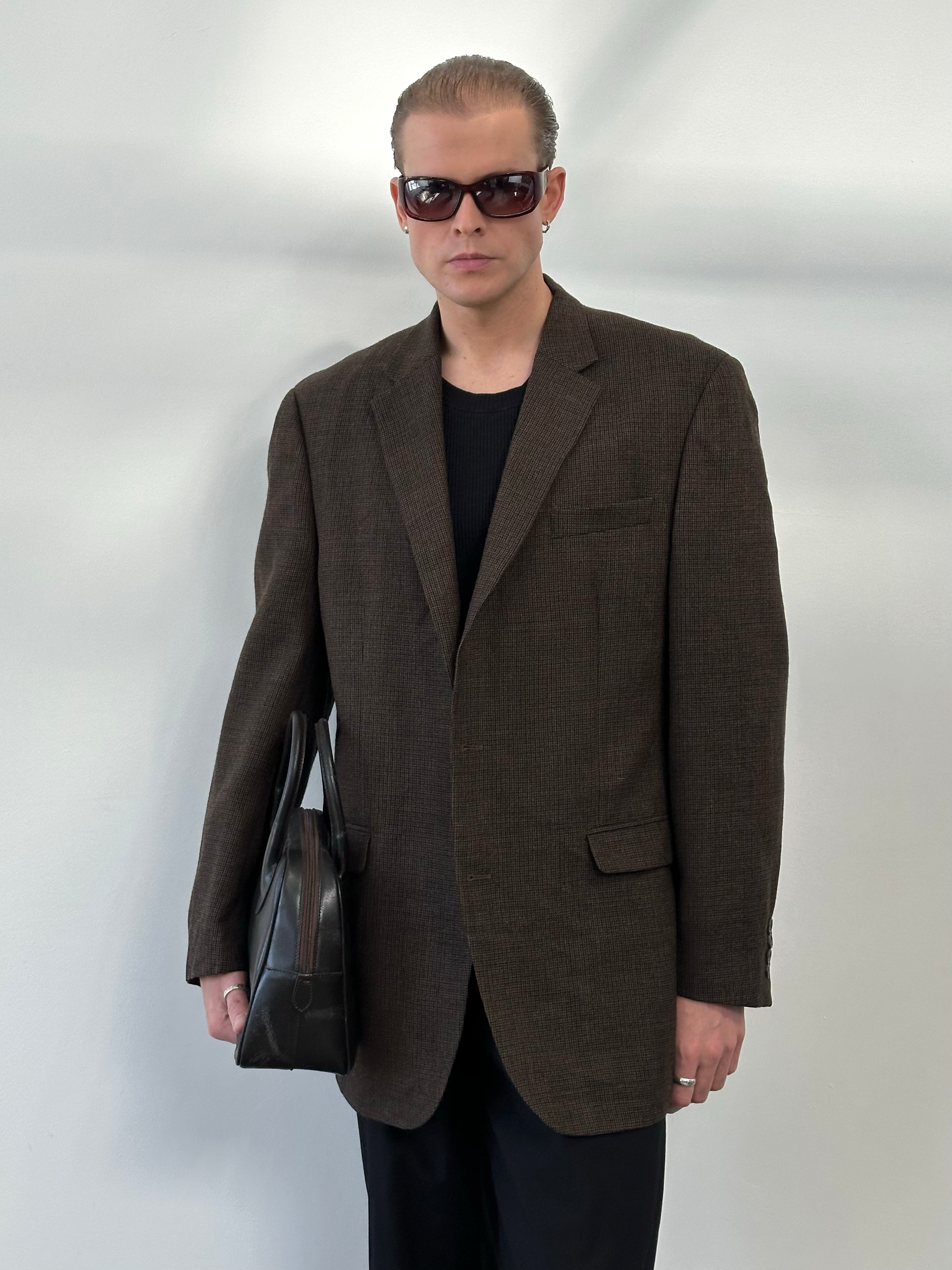 Ralph Lauren 1990s Pure Wool Check Single Breasted Blazer - 44L