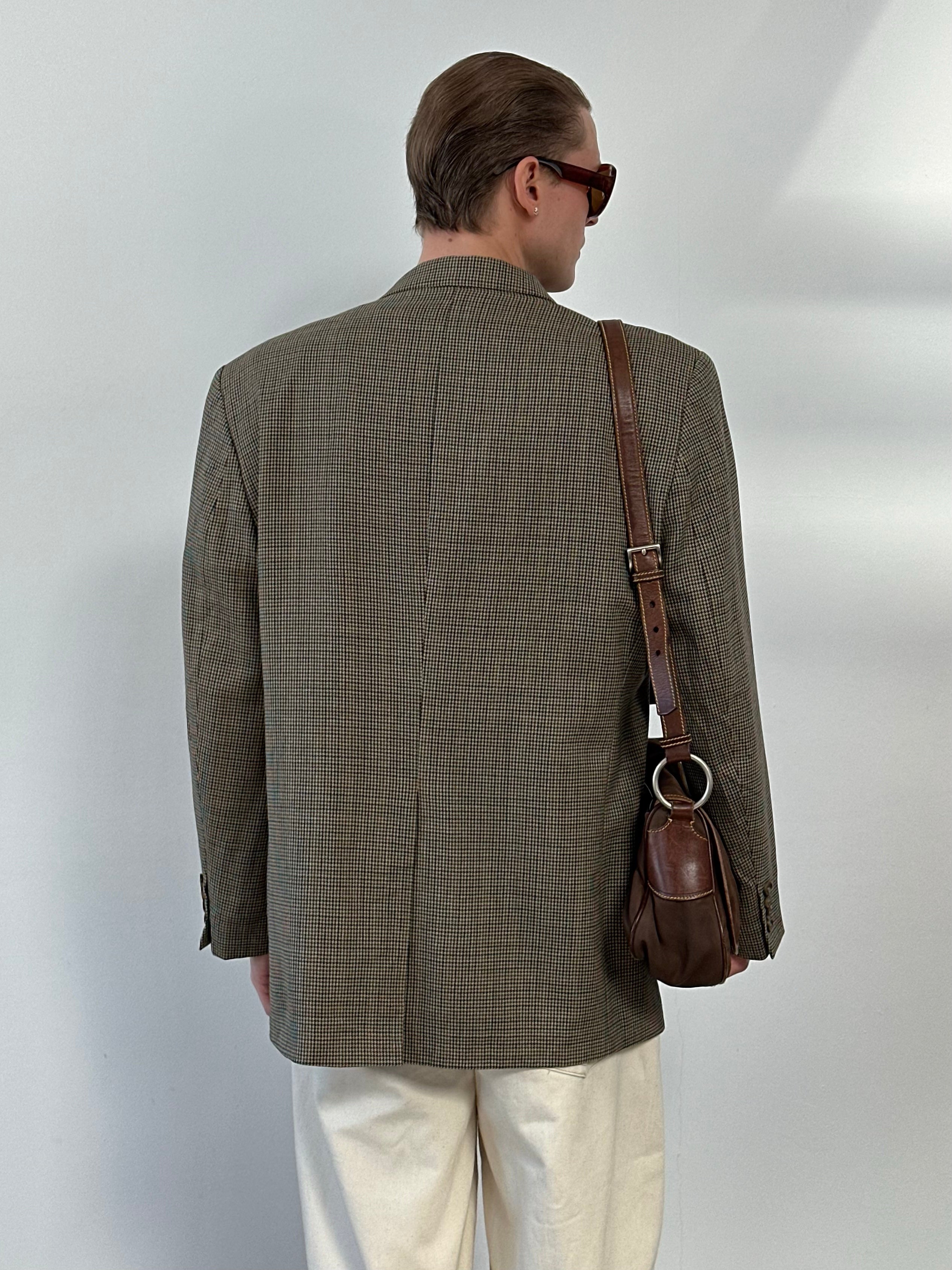 Ralph Lauren 1990s Pure Wool Houndstooth Blazer - 44R