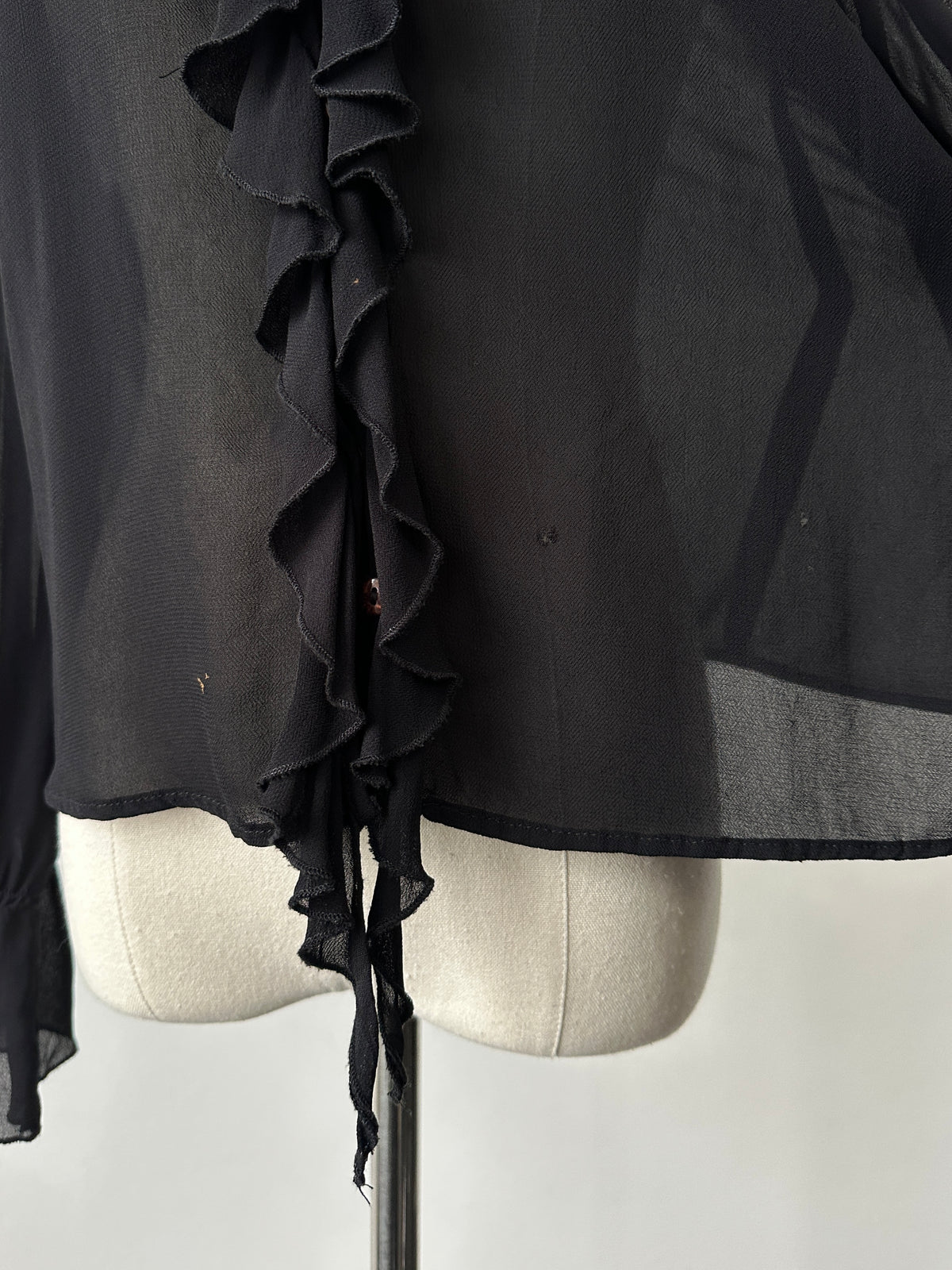 Vintage 1990s Sheer Ruffle Shirt - M