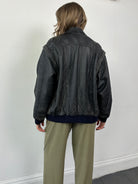 Vintage Distressed Leather Bomber Gilet Jacket - M/L - SYLK