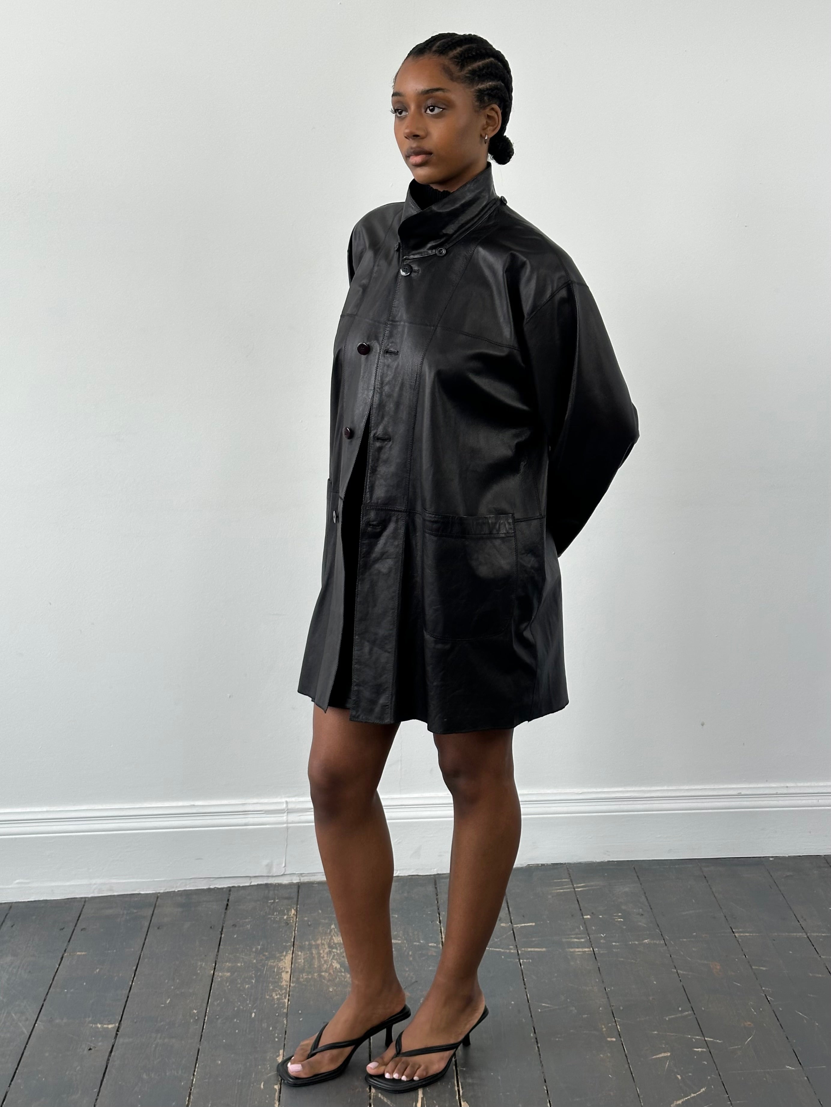 Italian Vintage 1990s Reversible Leather Suede Trench Coat - M - SYLK