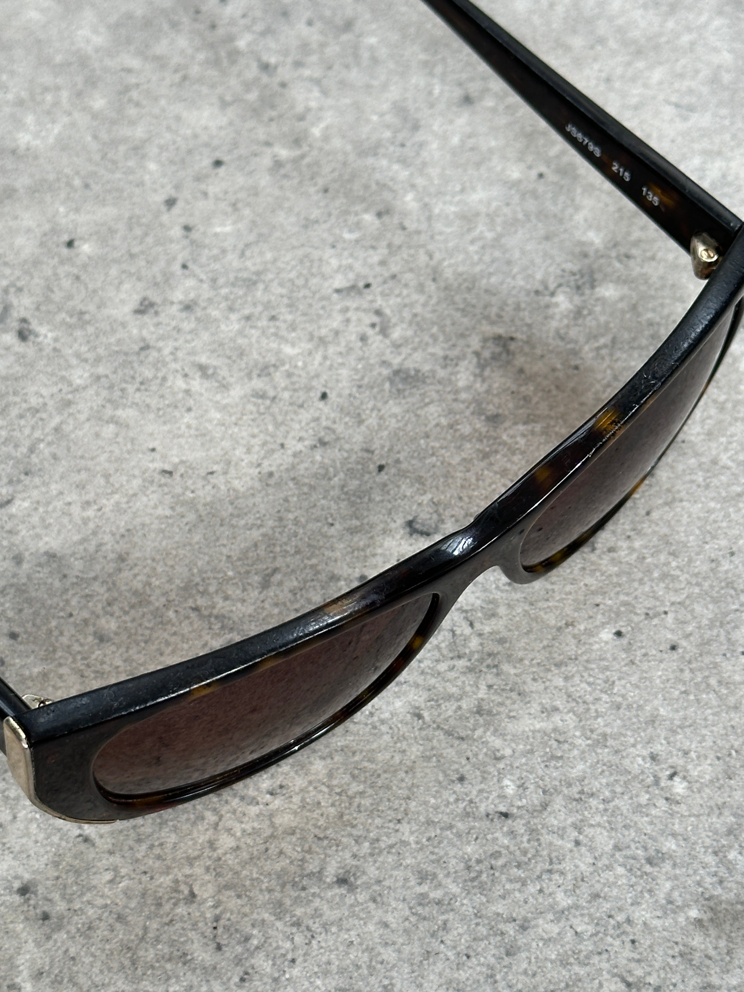 Jil Sander 2000s tortoiseshell rectangular logo sunglasses with dark lenses and slim frame, stylish eyewear for fashion-forward looks.