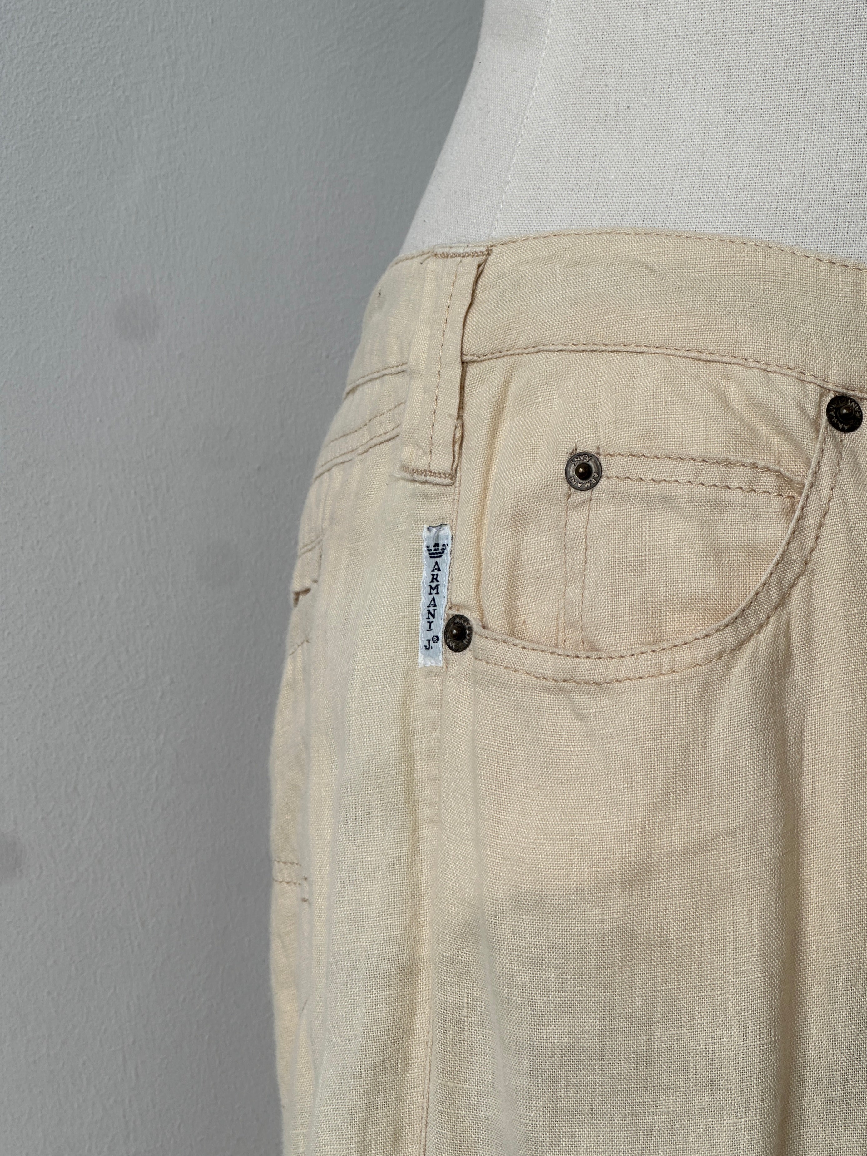 Armani Jeans 1990s Pure Linen Bootcut Leg Trousers - W30 | SYLK