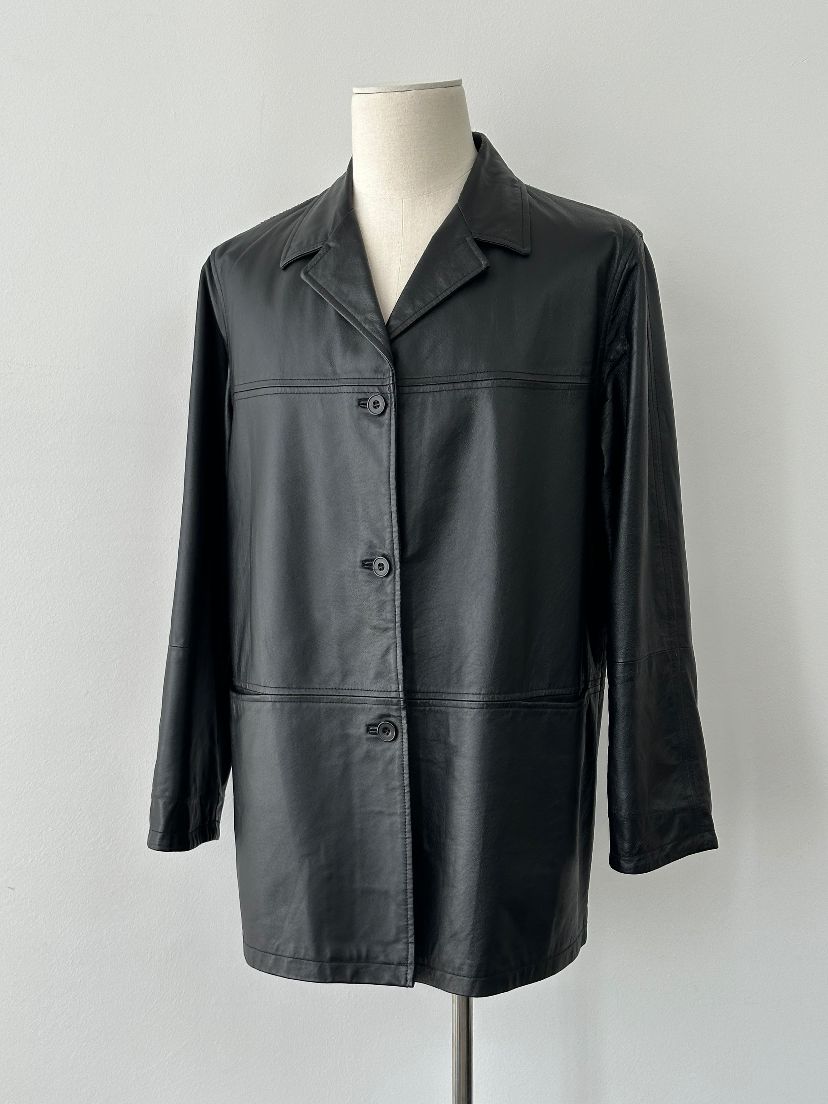 Vintage 1990s Single Breasted Leather Jacket - L