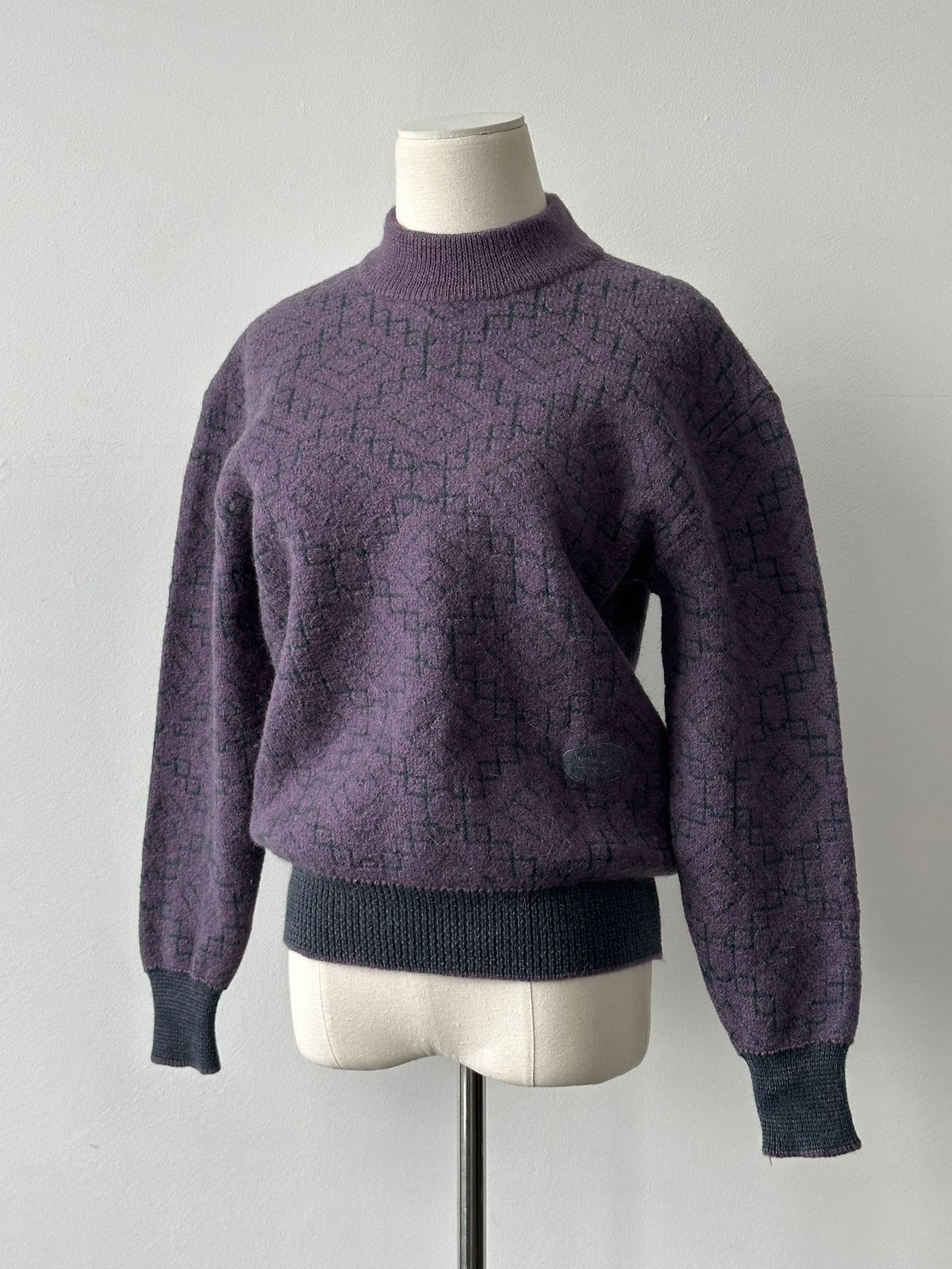 Yves Saint Laurent 1990s Wool Mohair Geometric Jumper - S