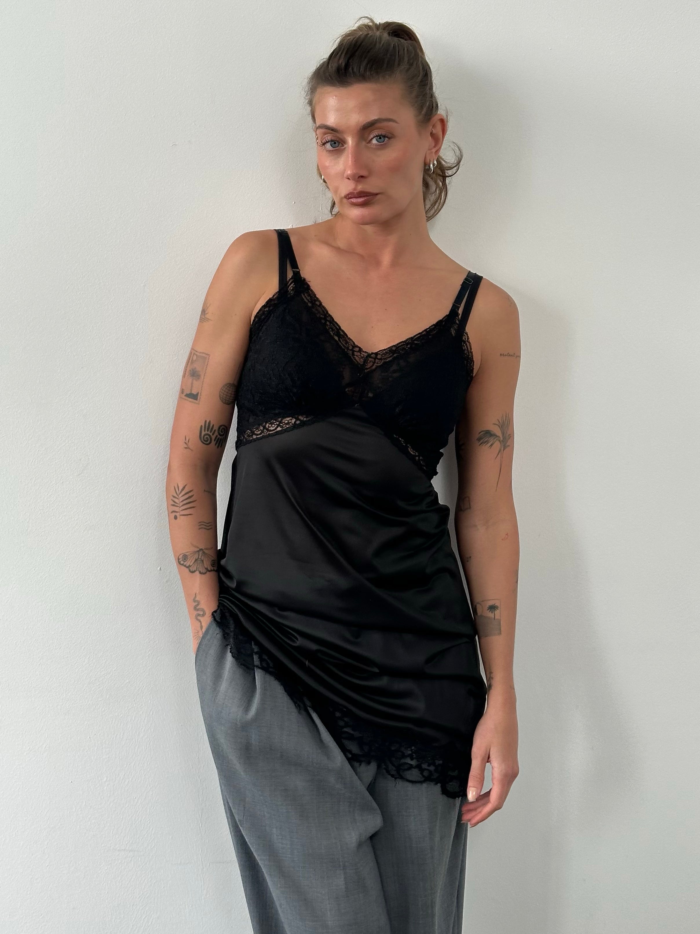 Vintage 1990s Sheer Lace Midi Dress - S