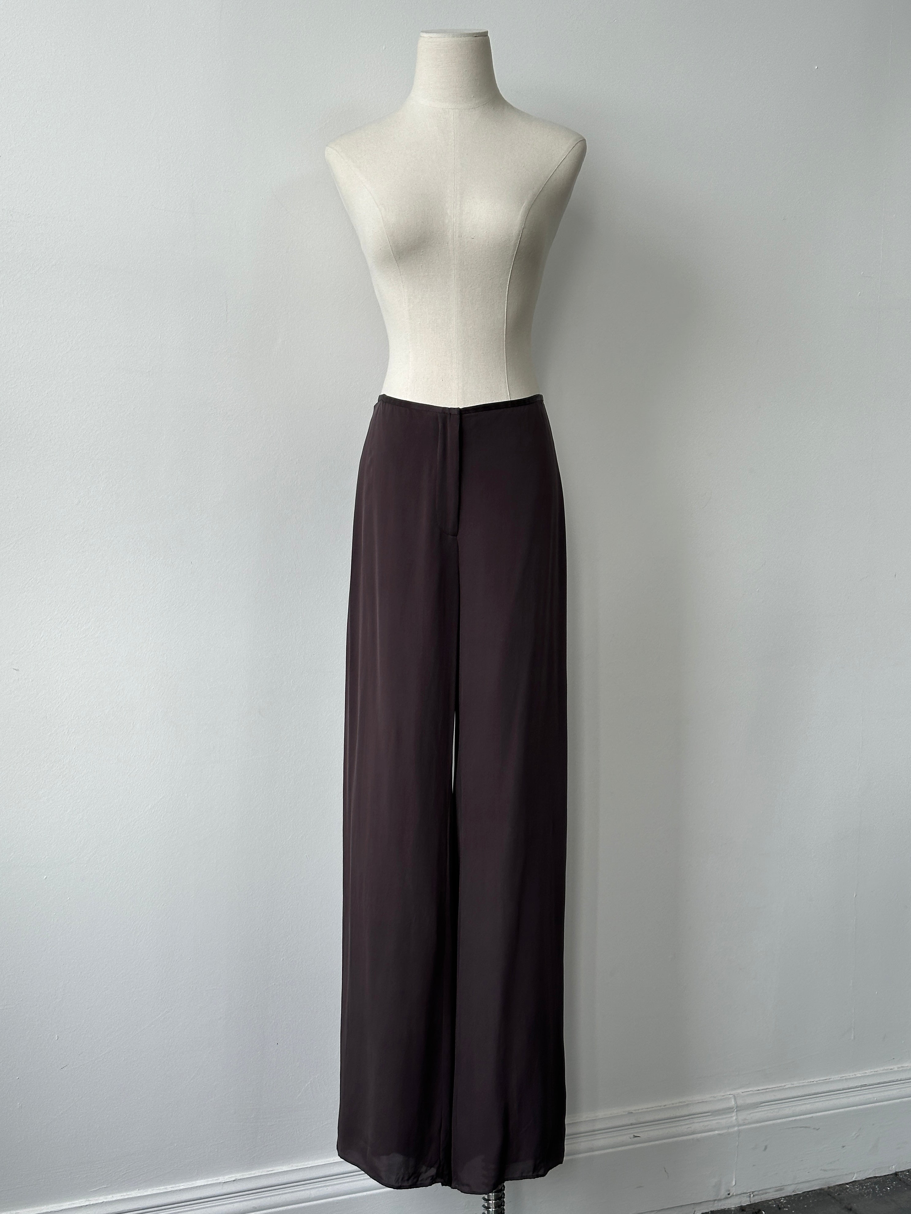 Vintage 2000s Pure Silk Wide Leg Trousers - W28