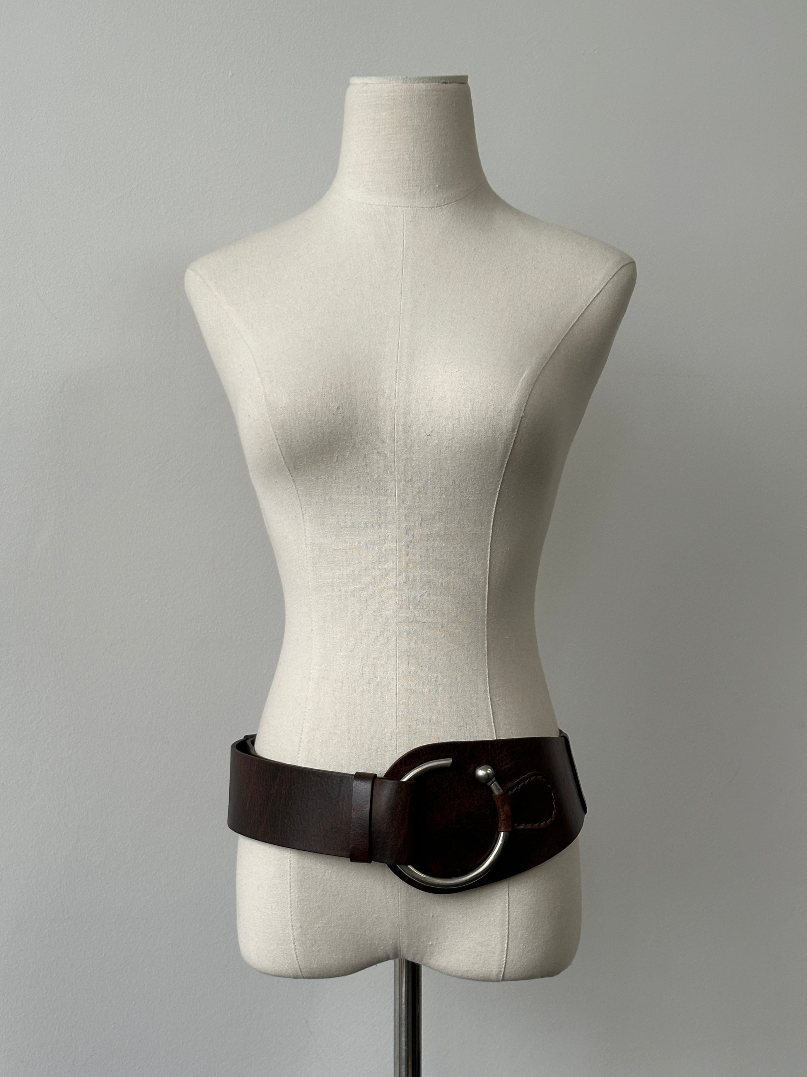 Vintage 2000s Leather Chunky Belt - One size