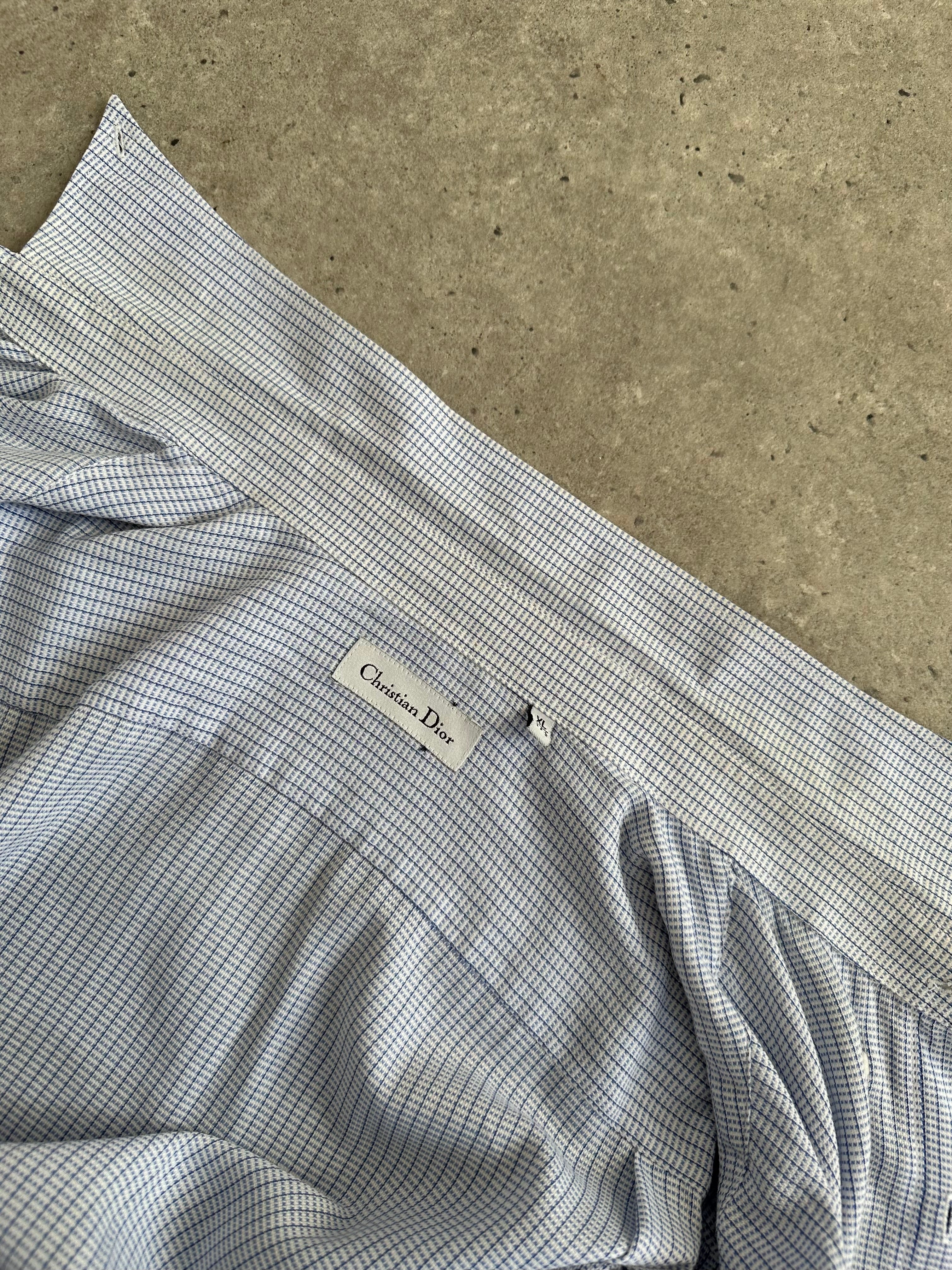 Christian Dior cotton check logo shirt in XL/XXL, featuring a classic pattern and Dior branding on a stylish button-up shirt.