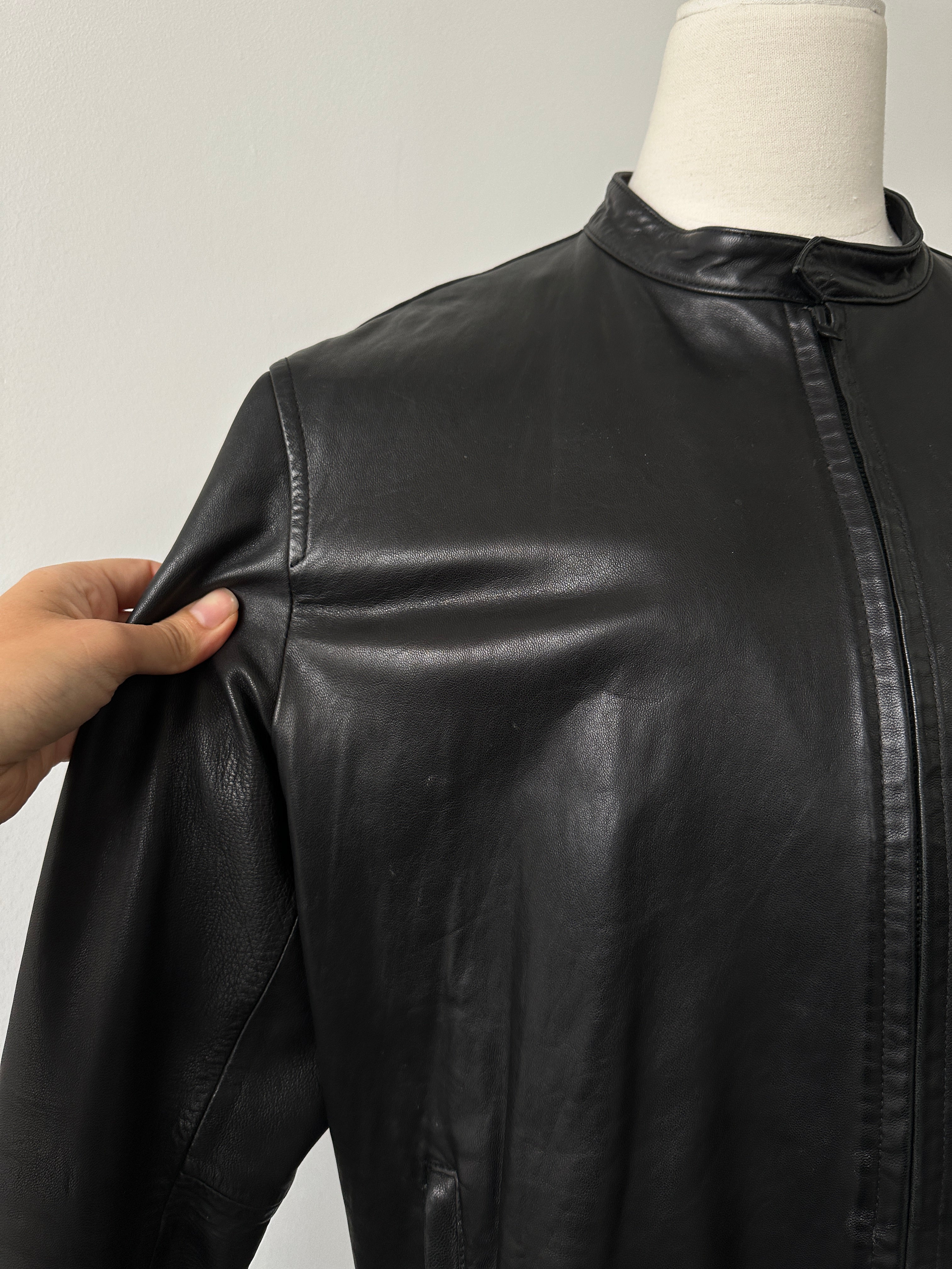 DKNY 1990s Minimal Smooth Leather Jacket - XL