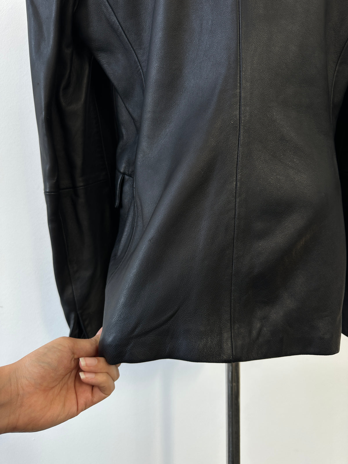 Emporio Armani 1990s Fitted Lamb Leather Jacket - S