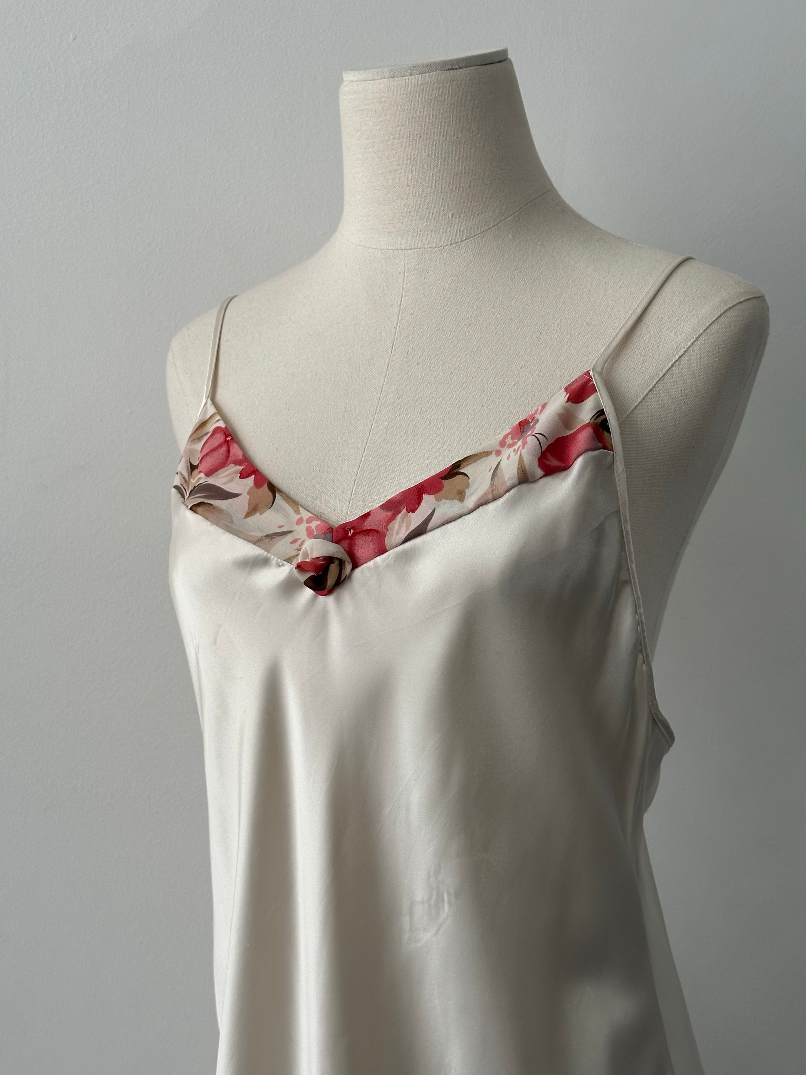 USA Vintage 1990s Floral Satin Mini Slip Dress - S
