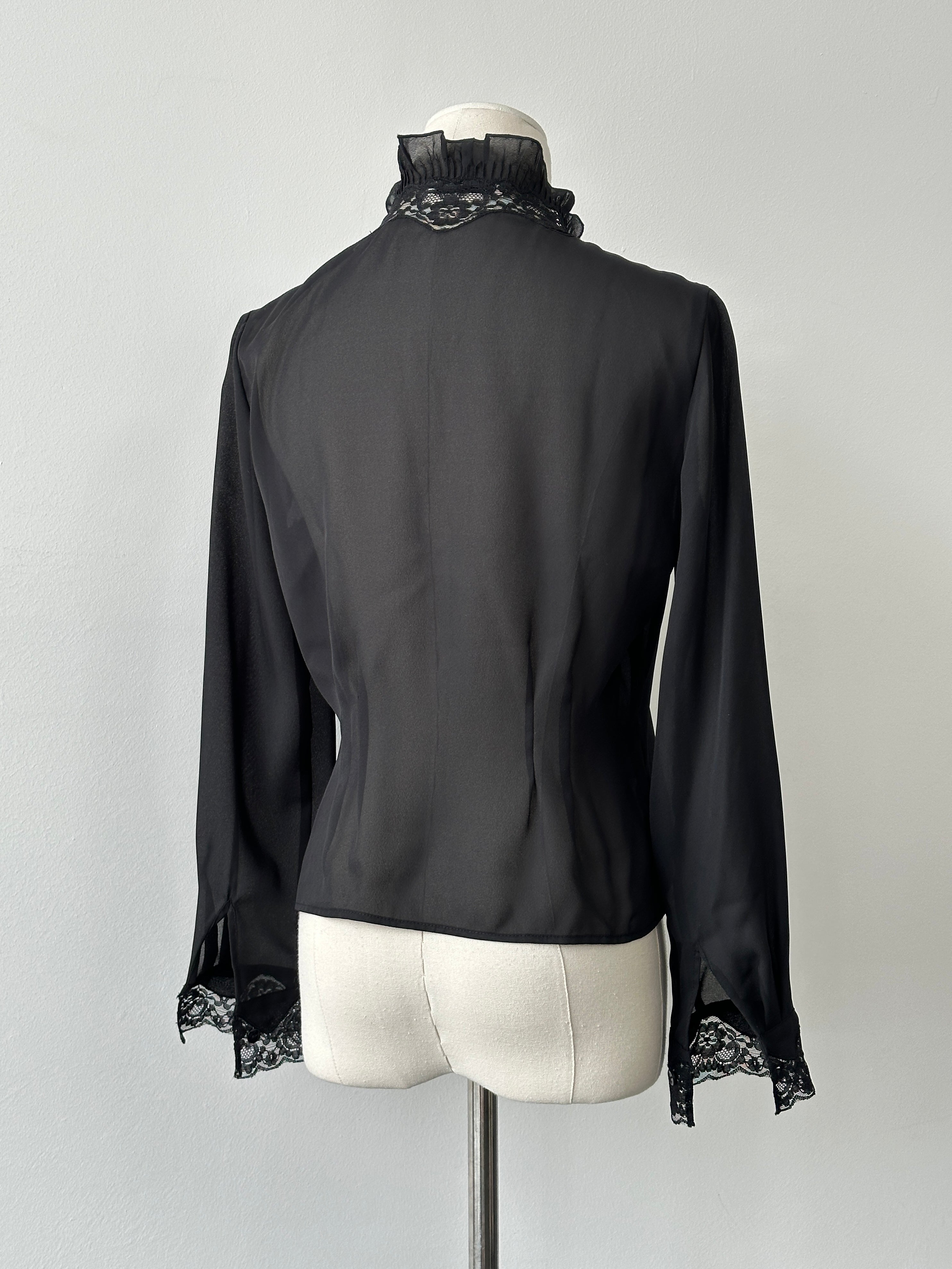 Vintage 1990s Lace Sheer Ruffle Top - XS-S