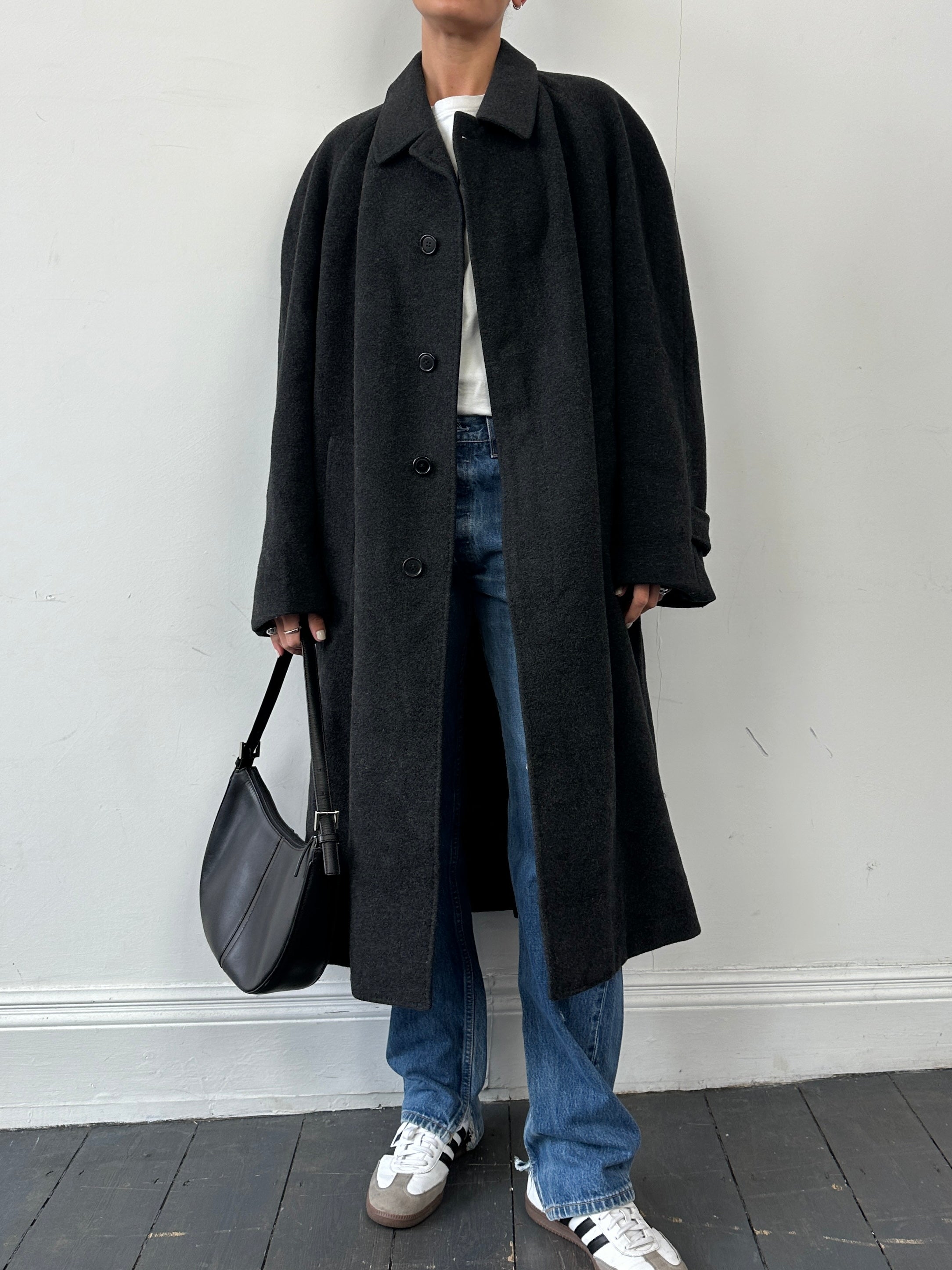 Valentino pure wool single-breasted coat with concealed placket in XXL size, stylish and warm outerwear for men.