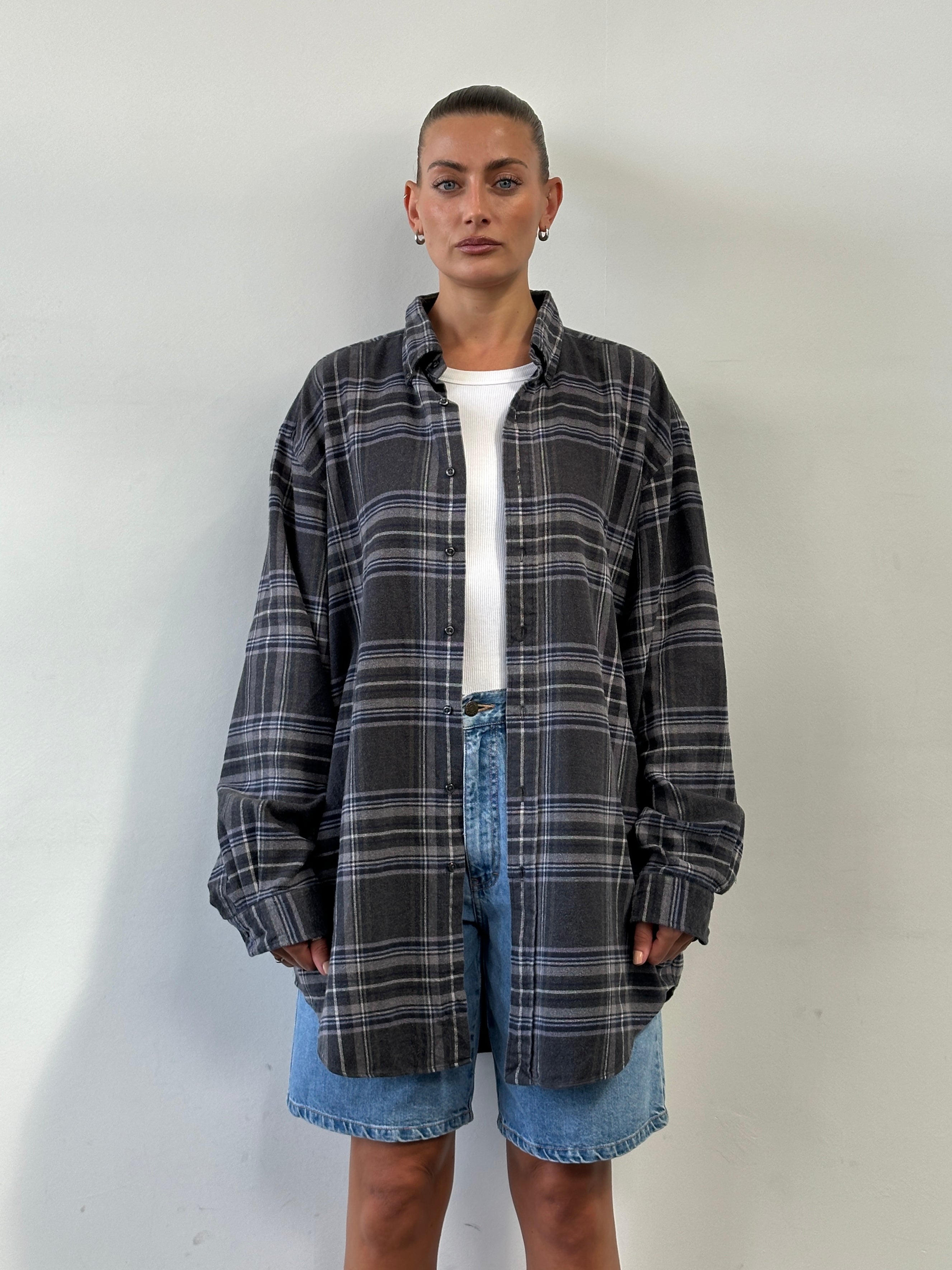 Ralph Lauren pure cotton flannel logo shirt in XXL, featuring a classic plaid design and button-down collar.