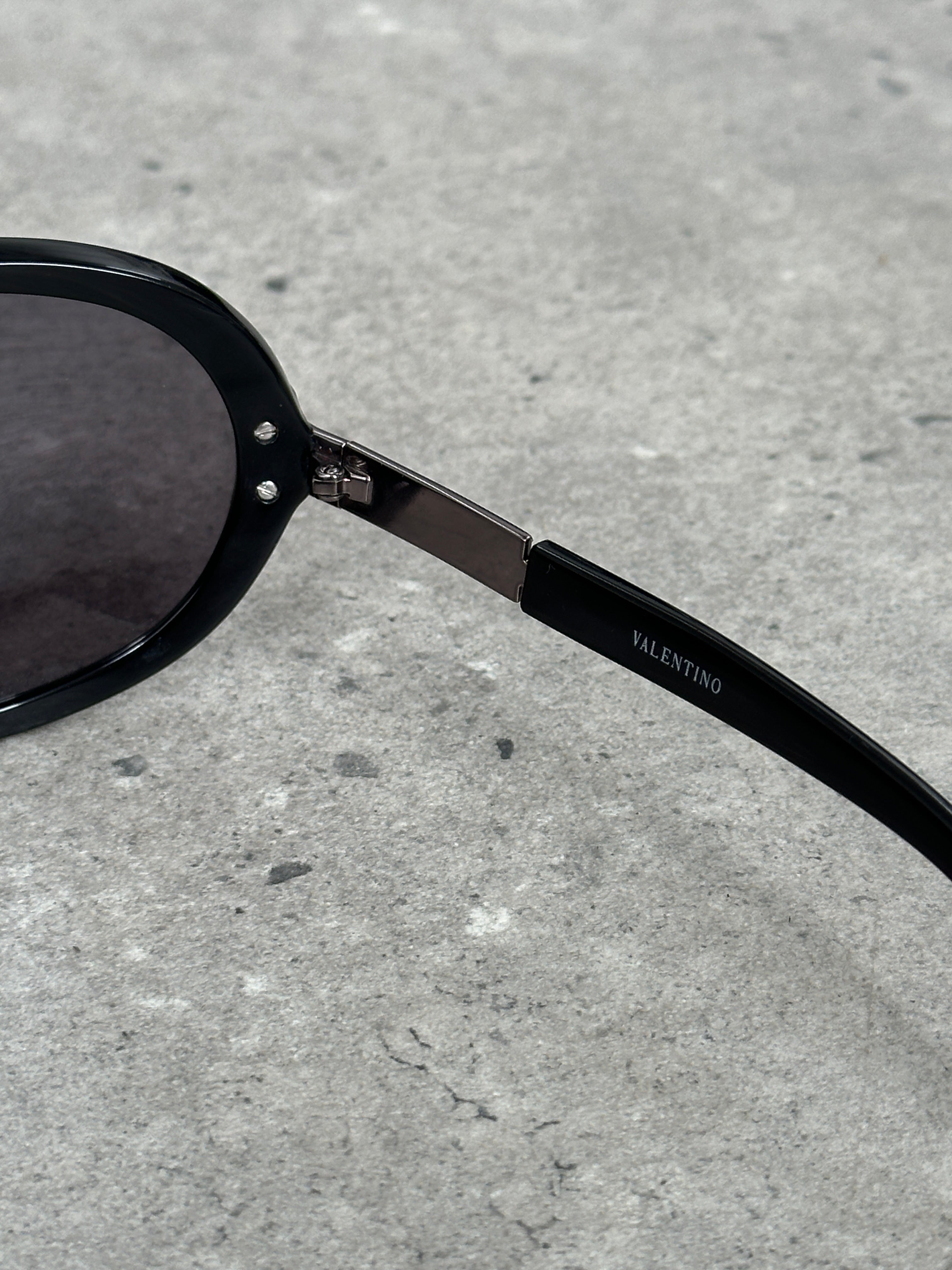 Valentino 2000s Crystal Bar Shield Logo Sunglasses