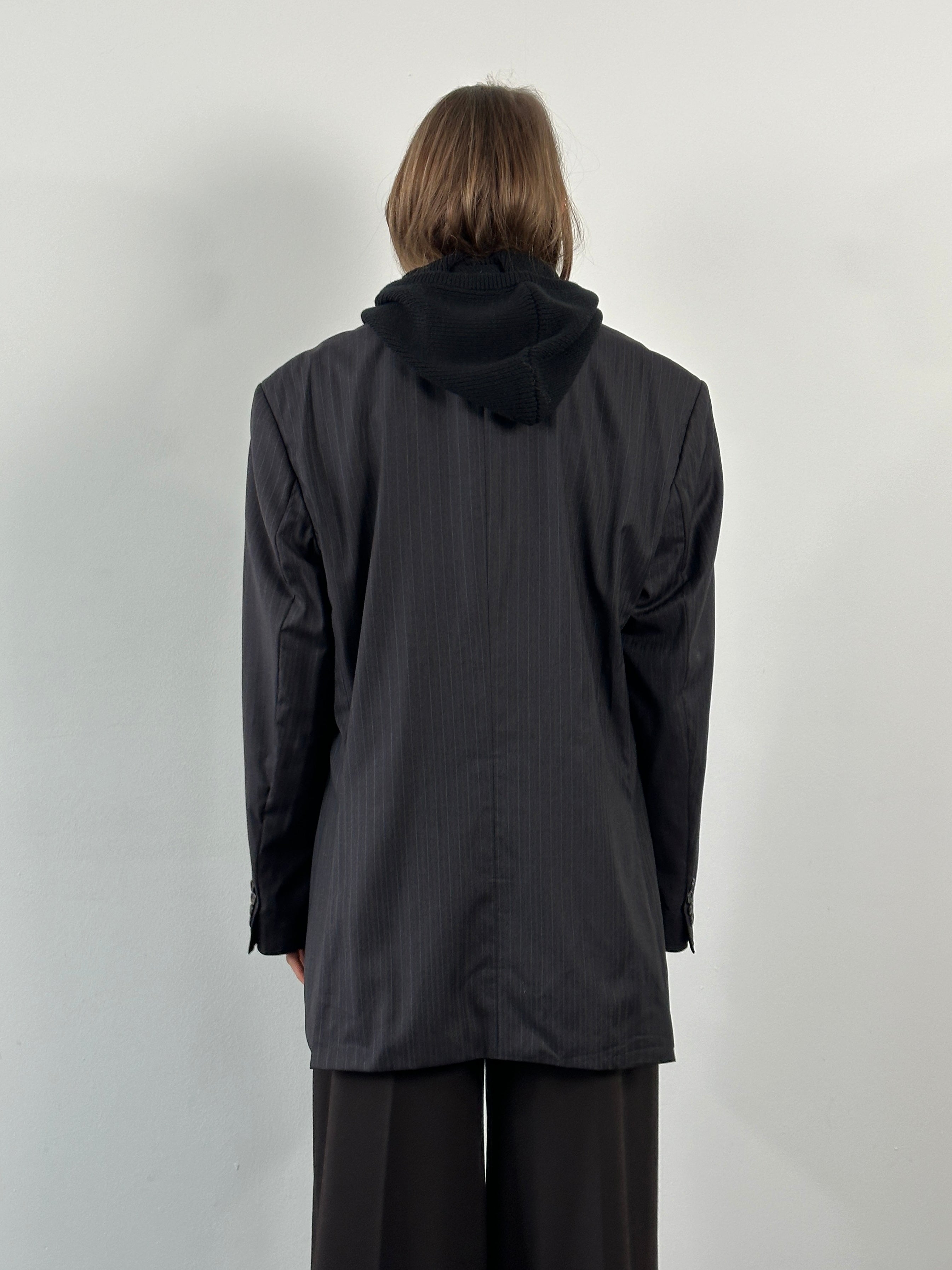 Hugo Boss x Loro Piana 1990s striped pure wool single-breasted blazer in size 38R/M, featuring classic tailored design.