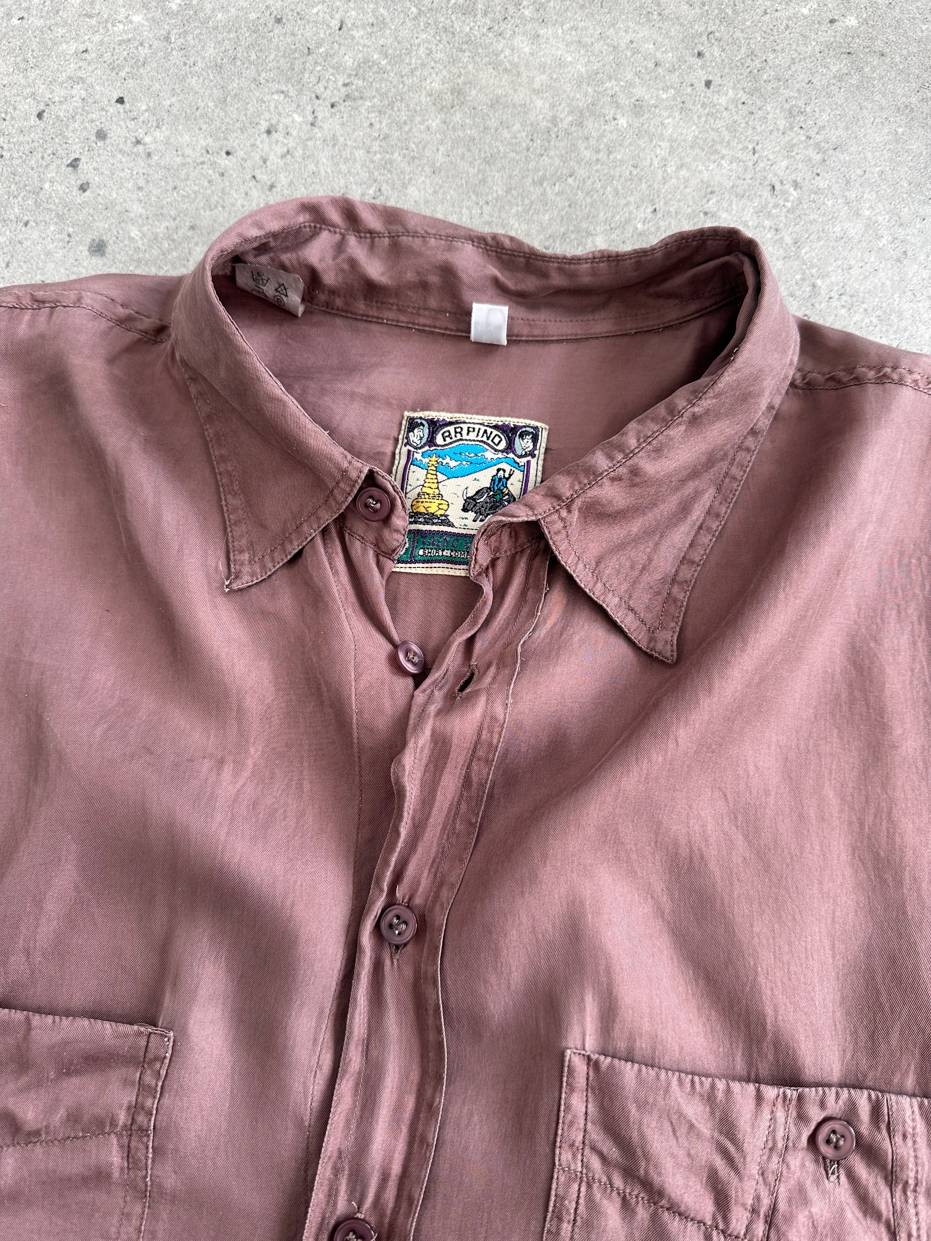 Vintage 90s pure silk shirt in XL size, featuring a classic design and smooth fabric, perfect for a stylish retro look.