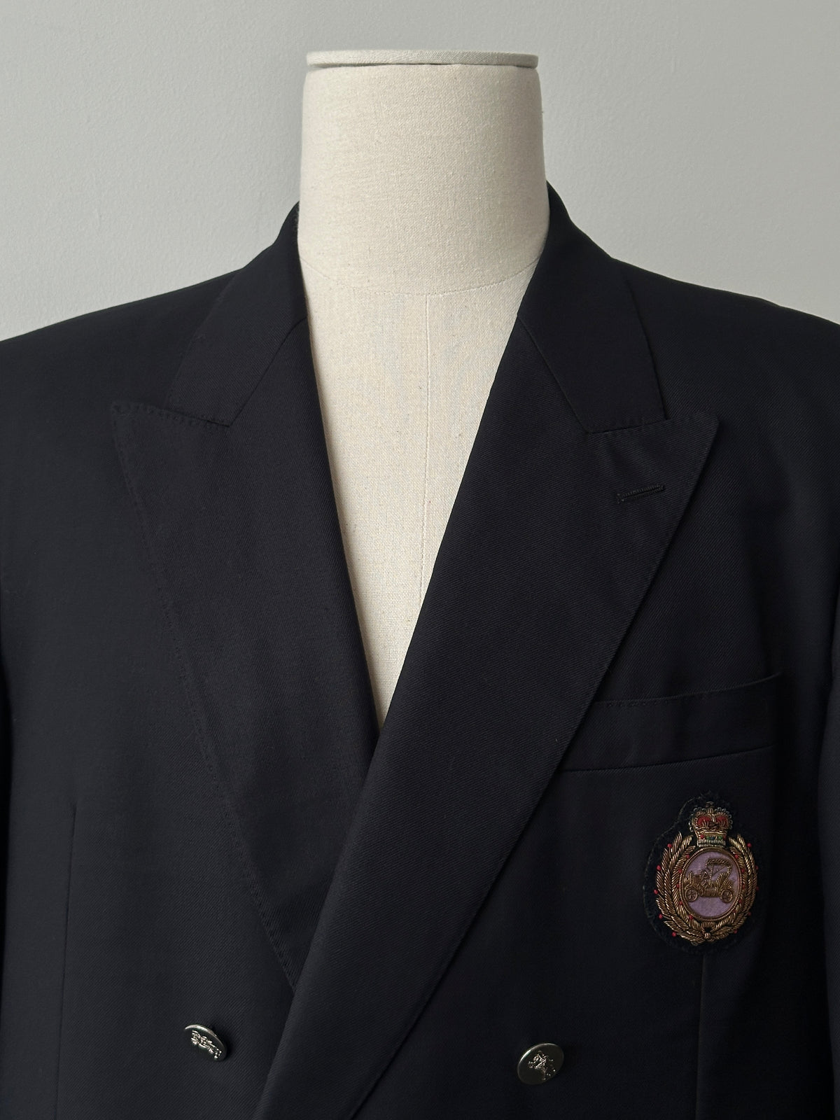 Burberry 1980s Pure Wool Bespoke Button Double Breasted Blazer - 46R