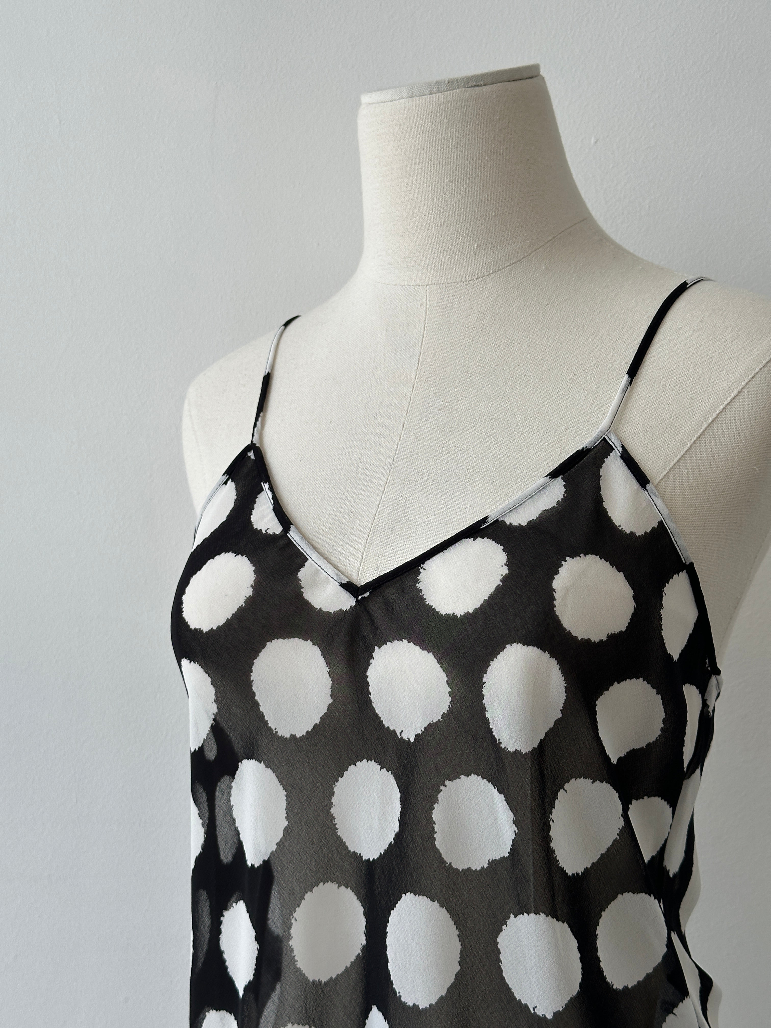 Diane Von Furstenberg 2000s Sheer Spotted Cami Top - M