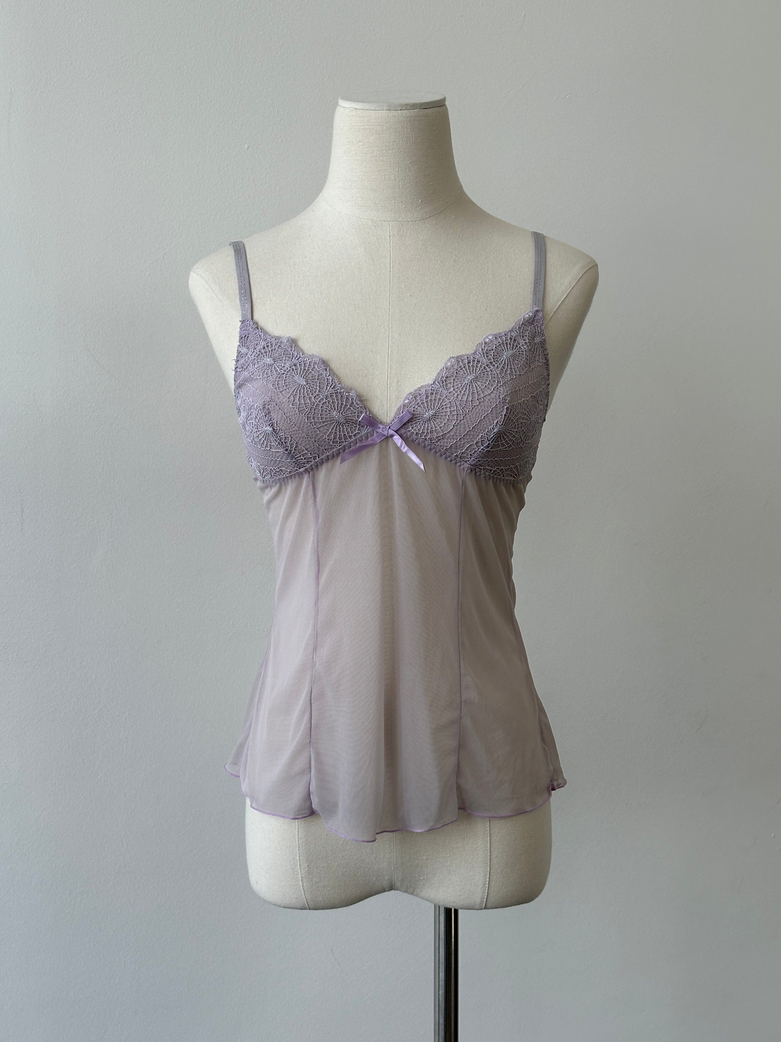 Vintage 1990s Sheer Lace Cami Top - XS-S