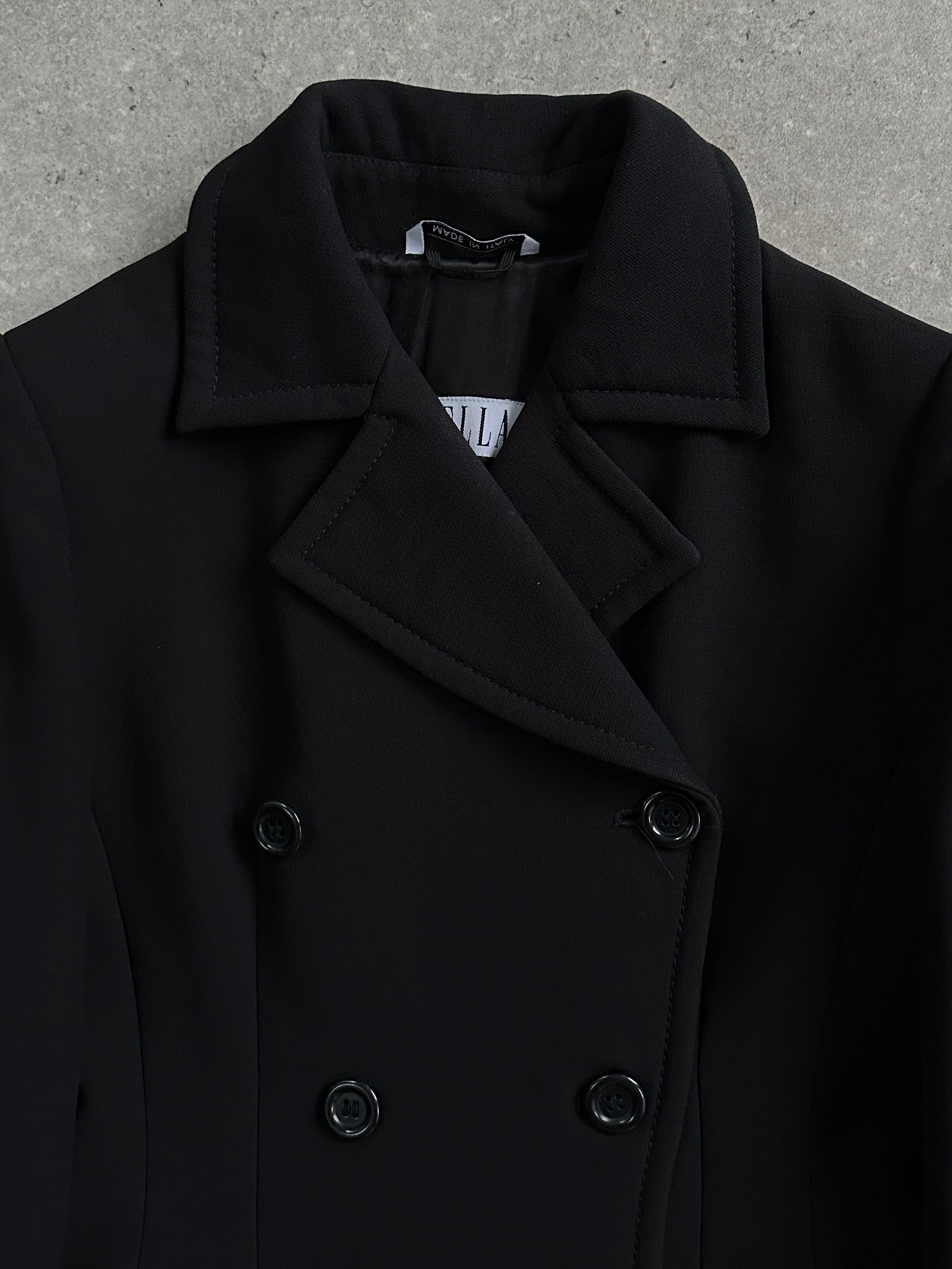 Marella 2000s pure wool double-breasted tailored coat in size S, featuring classic lapels and button closures.