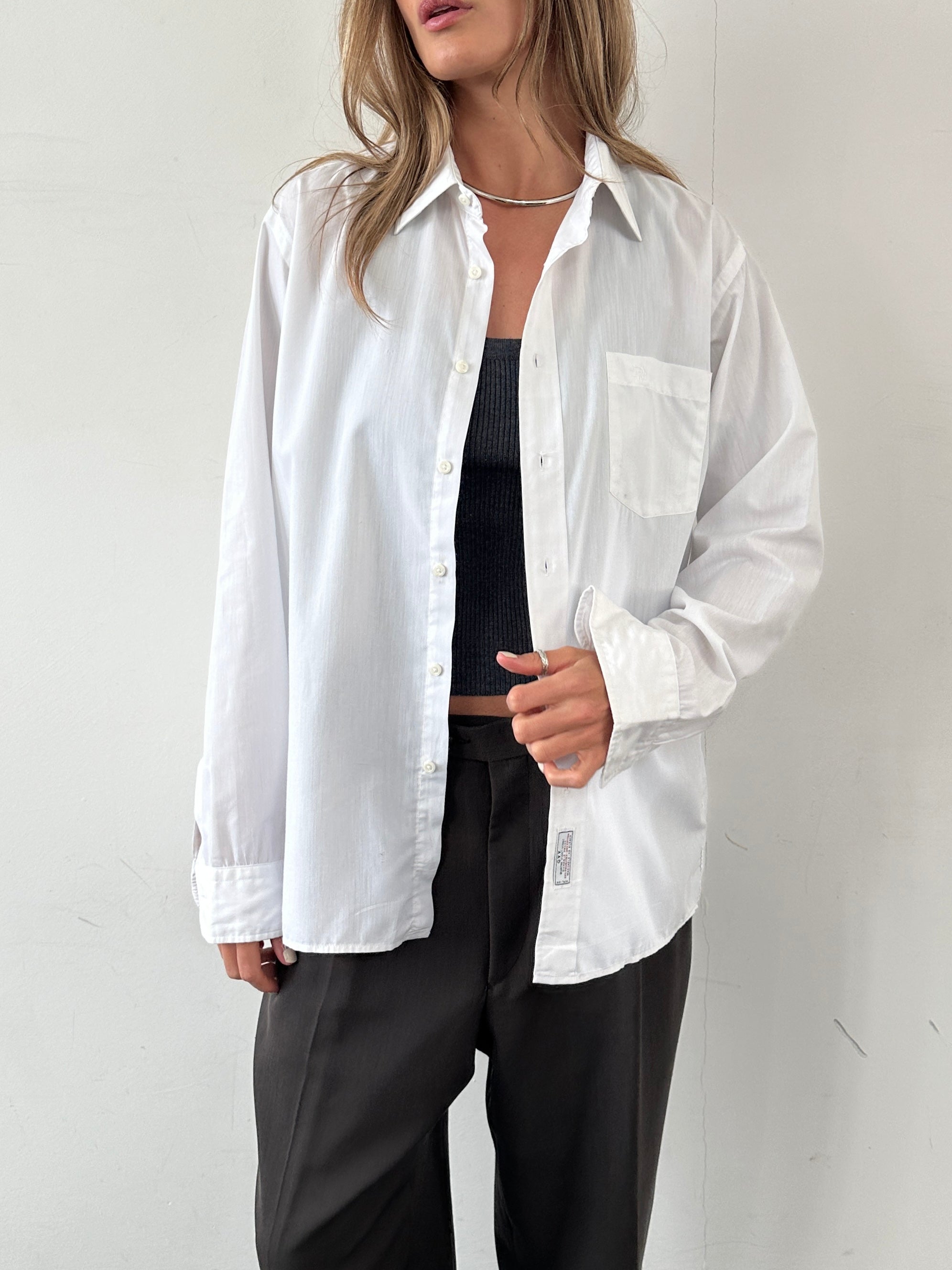 Christian Dior cotton logo shirt, men's L, classic white shirt with Dior branding, casual stylish cotton shirt.
