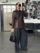 Vintage 1990s Double Breasted Lamb Leather Jacket - M - SYLK