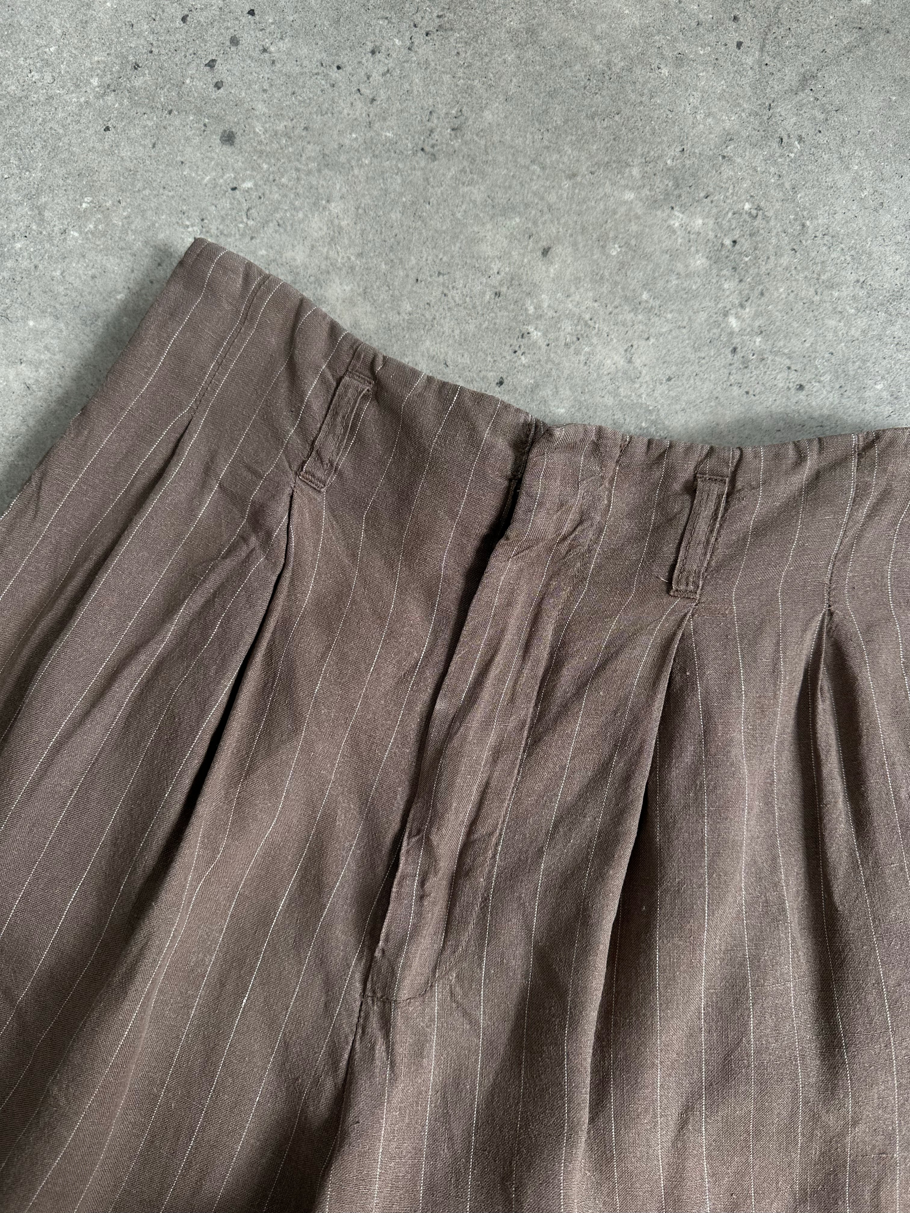 Jigsaw 1990s Pure Linen Striped Wide Leg Trouser -
