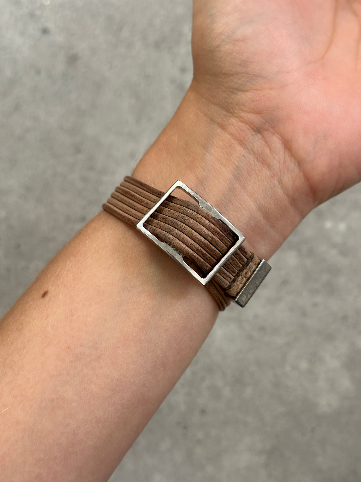 DKNY 2000s Leather Rectangular Quartz Watch