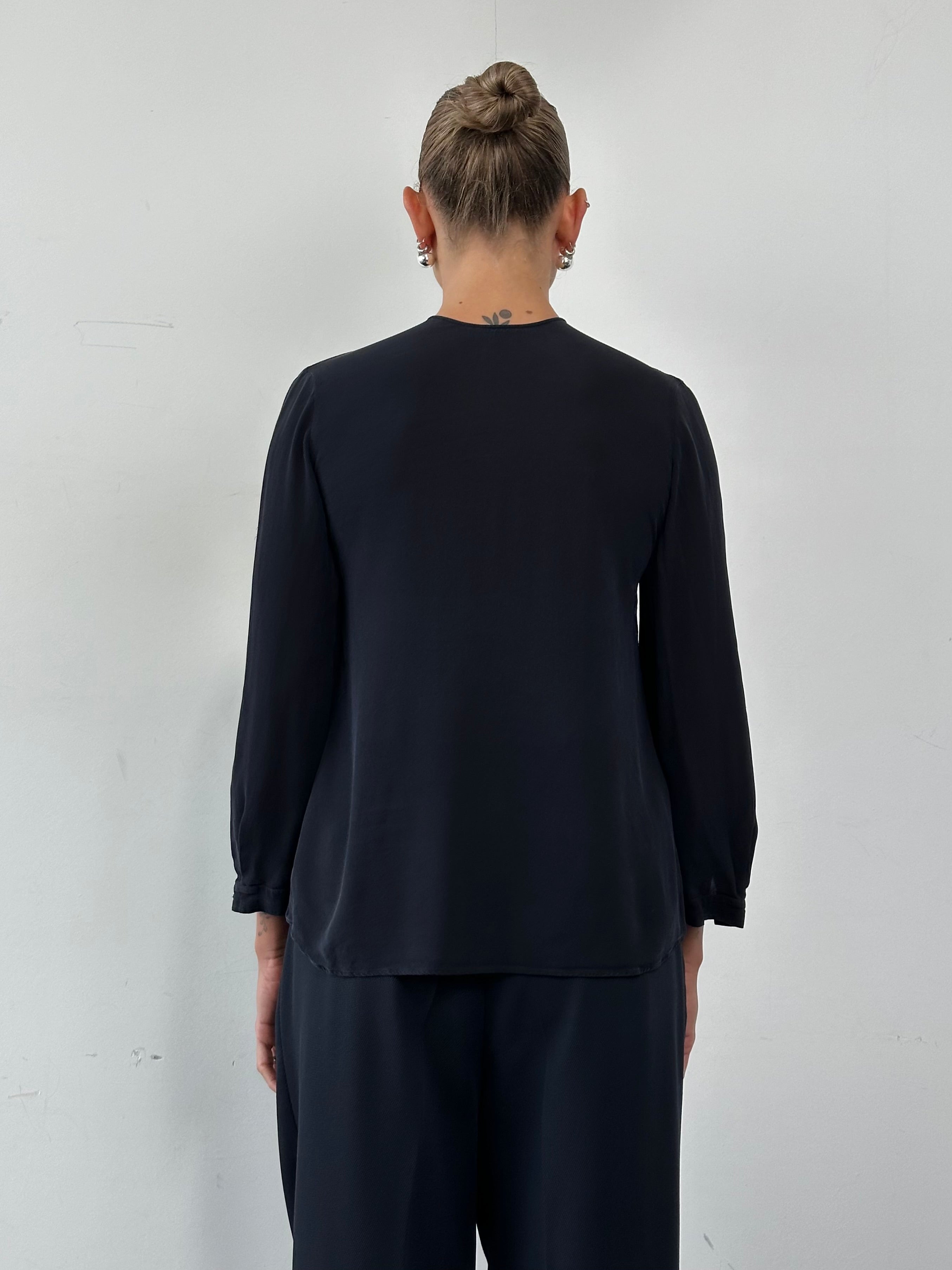 Giorgio Armani Black Label Silk Button Back Top - S - SYLK