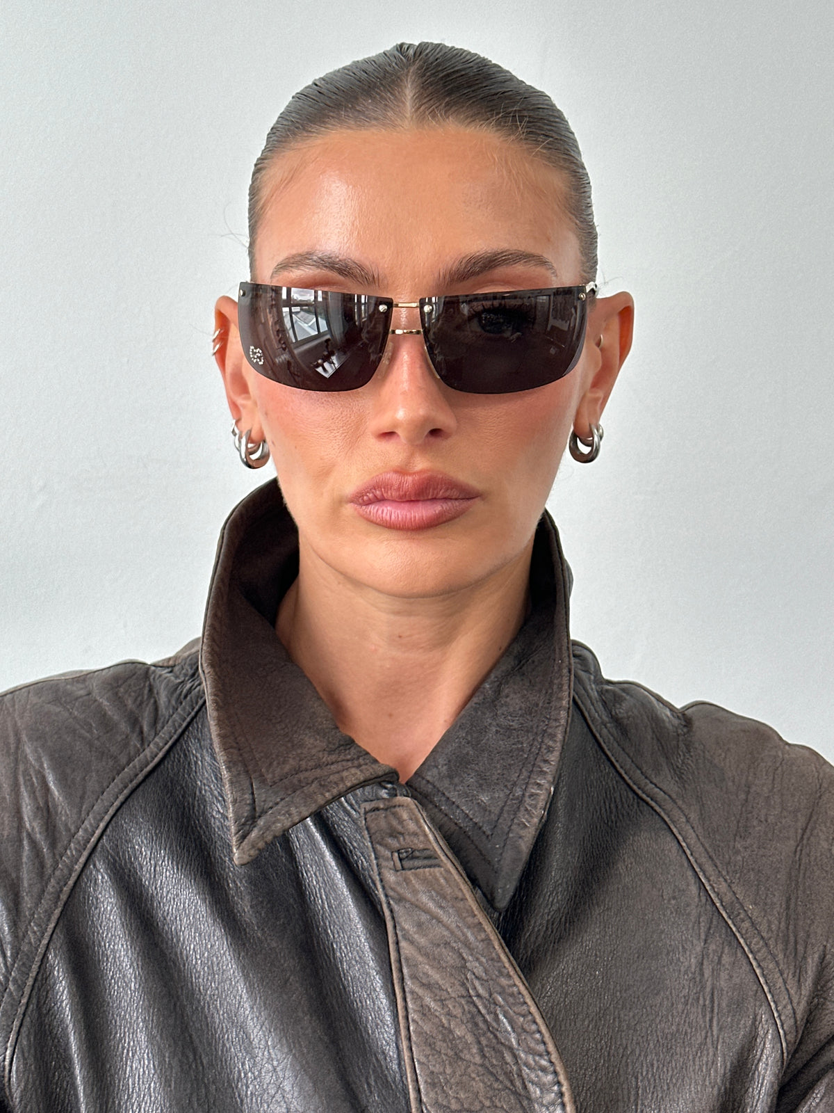 Gucci 2000s Rimless Shield Logo Sunglasses