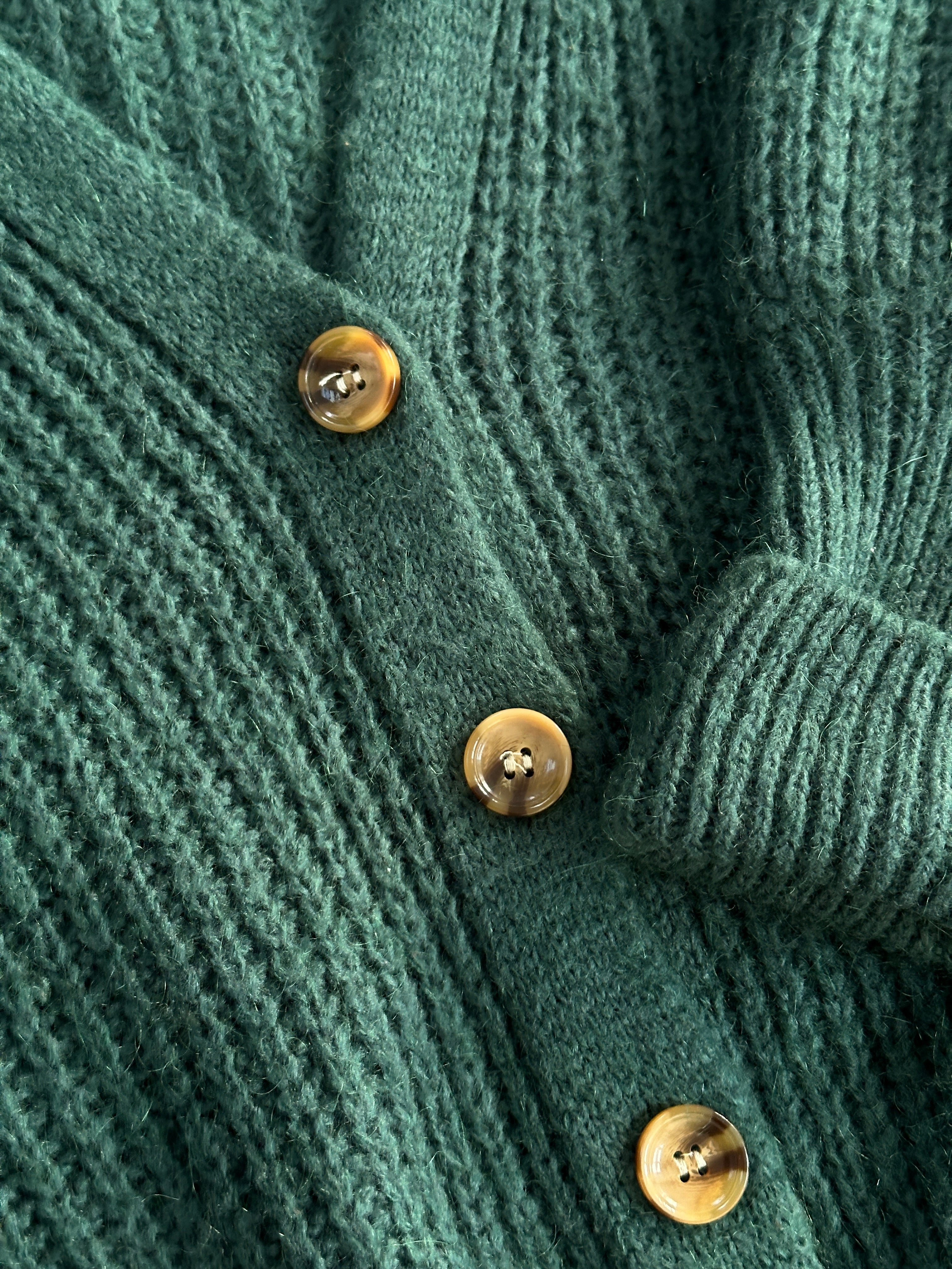 Vintage Italian vintage ruched mohair cardigan in size M, soft textured knit with ruching details and classic style.