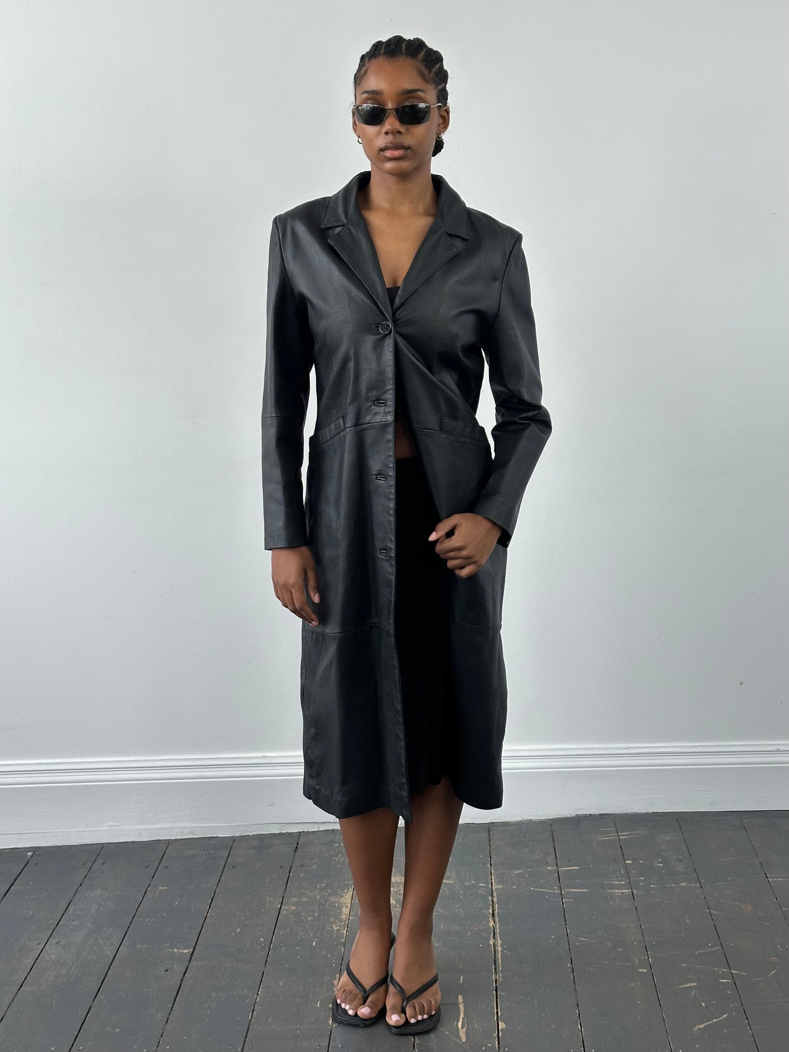 Vintage 1990s Leather Trench Coat - S - SYLK