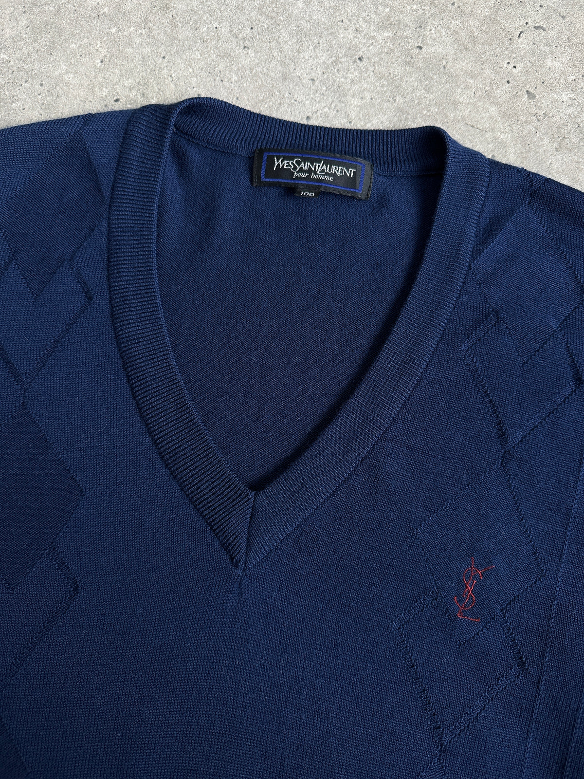 Yves Saint Laurent Pour Homme 1990s Pure Wool V Neck Jumper - M