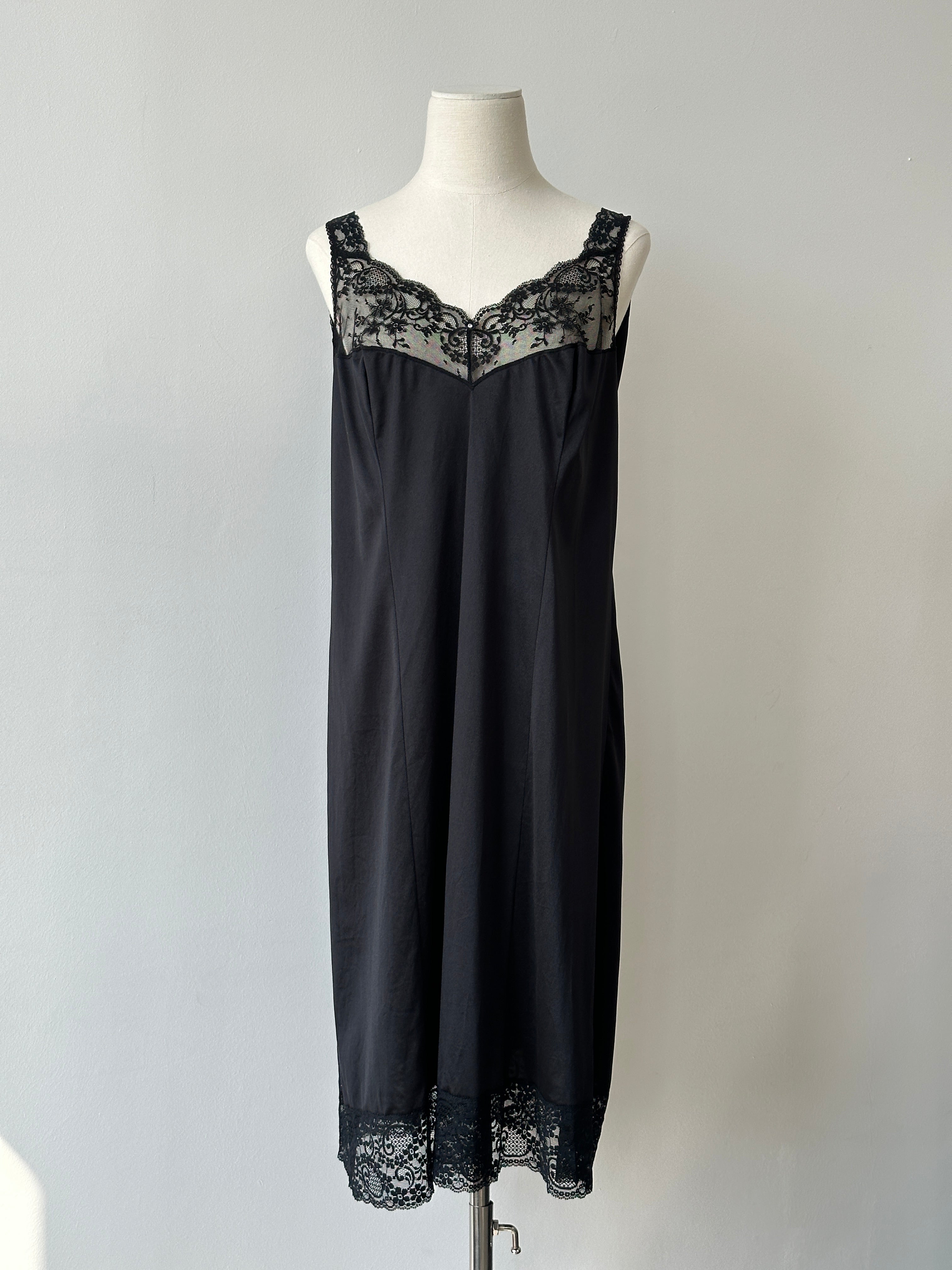 Vintage 1990s Satin Lace Midi Dress - L