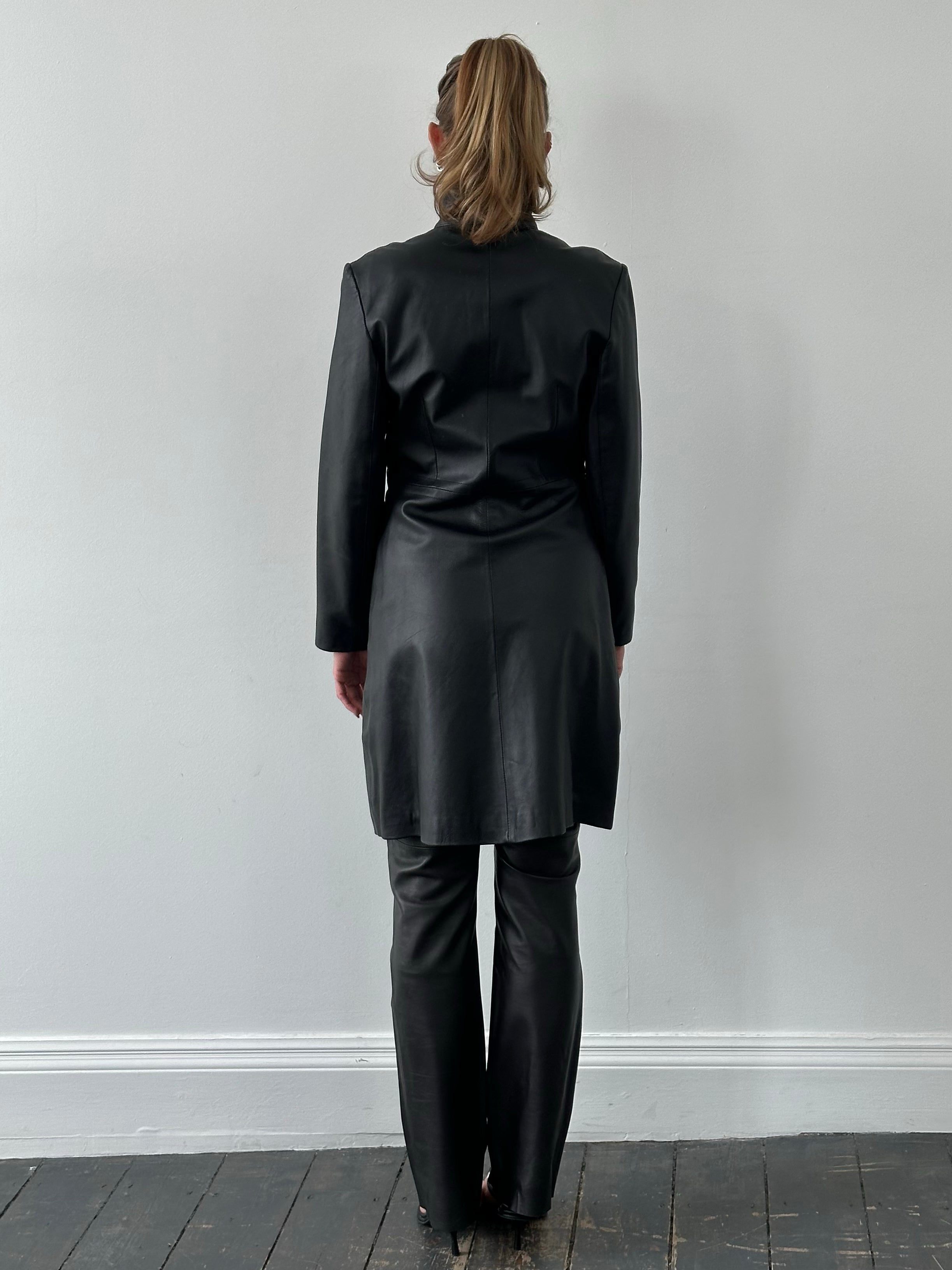 Vintage 2000s Double Zip Leather Trench Coat - M