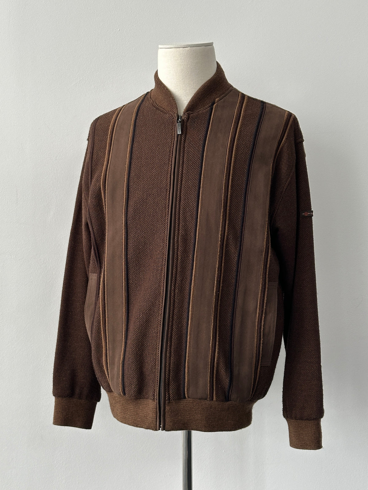 Vintage 2000s Wool Striped Bomber Jacket - L