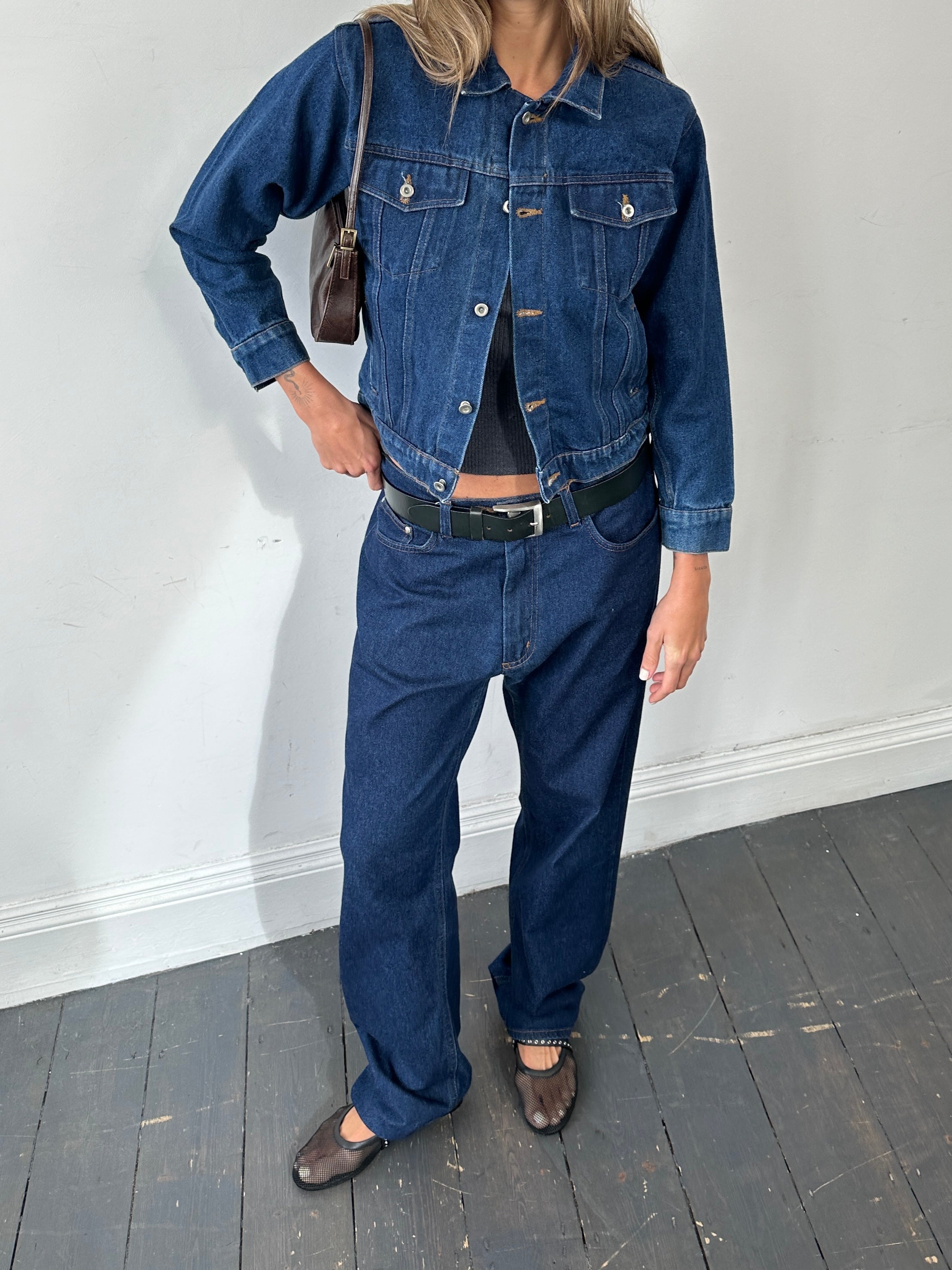 Valentino high waisted straight leg denim jeans in W34, showcasing classic blue denim with a stylish fit.