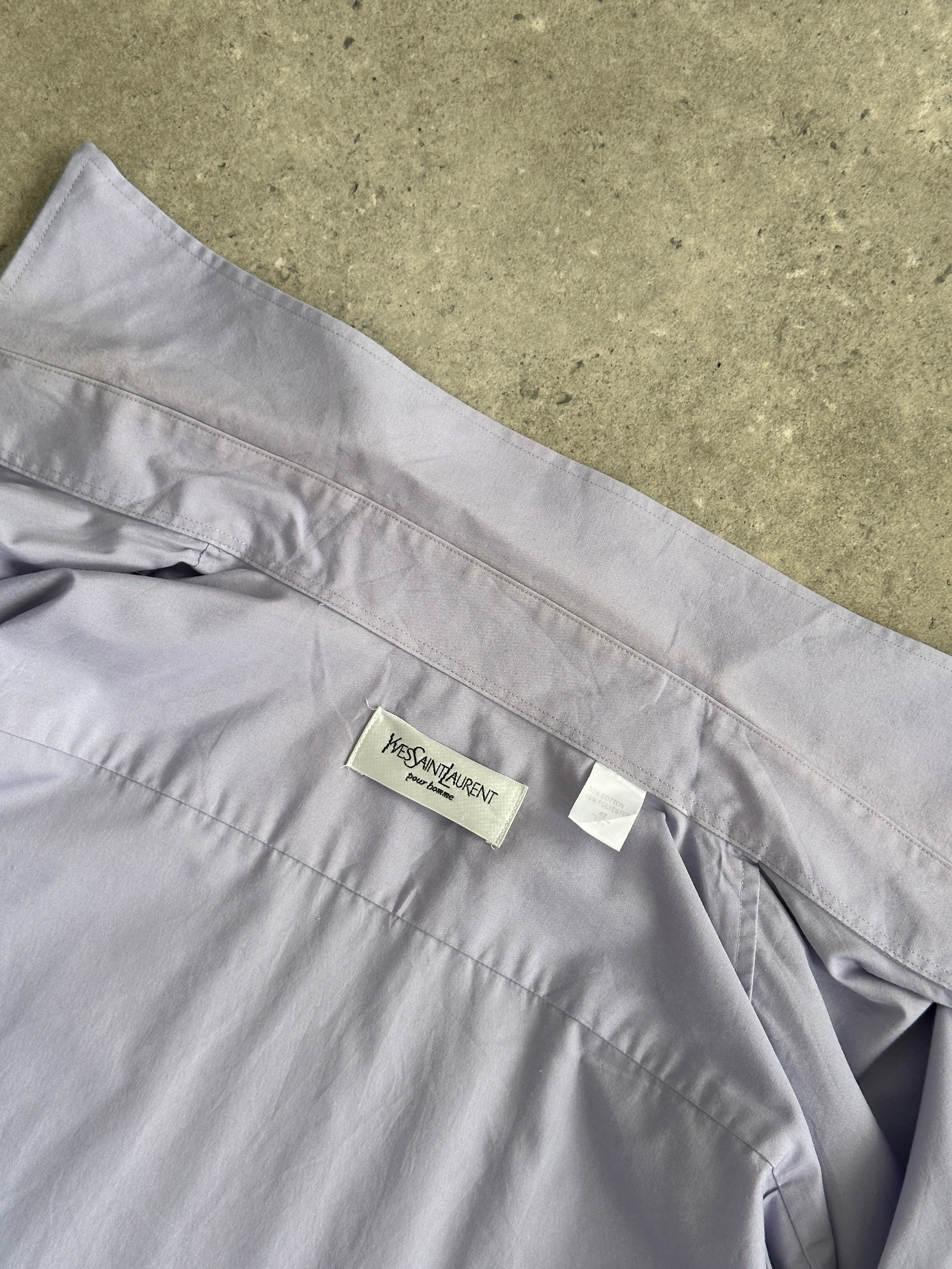 Yves Saint Laurent Pour Homme 2000s cotton logo dress shirt in XL, featuring a classic collar and button front design.