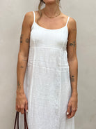 Italian Vintage Pure Linen Floor Length Slip Dress - S/M - SYLK