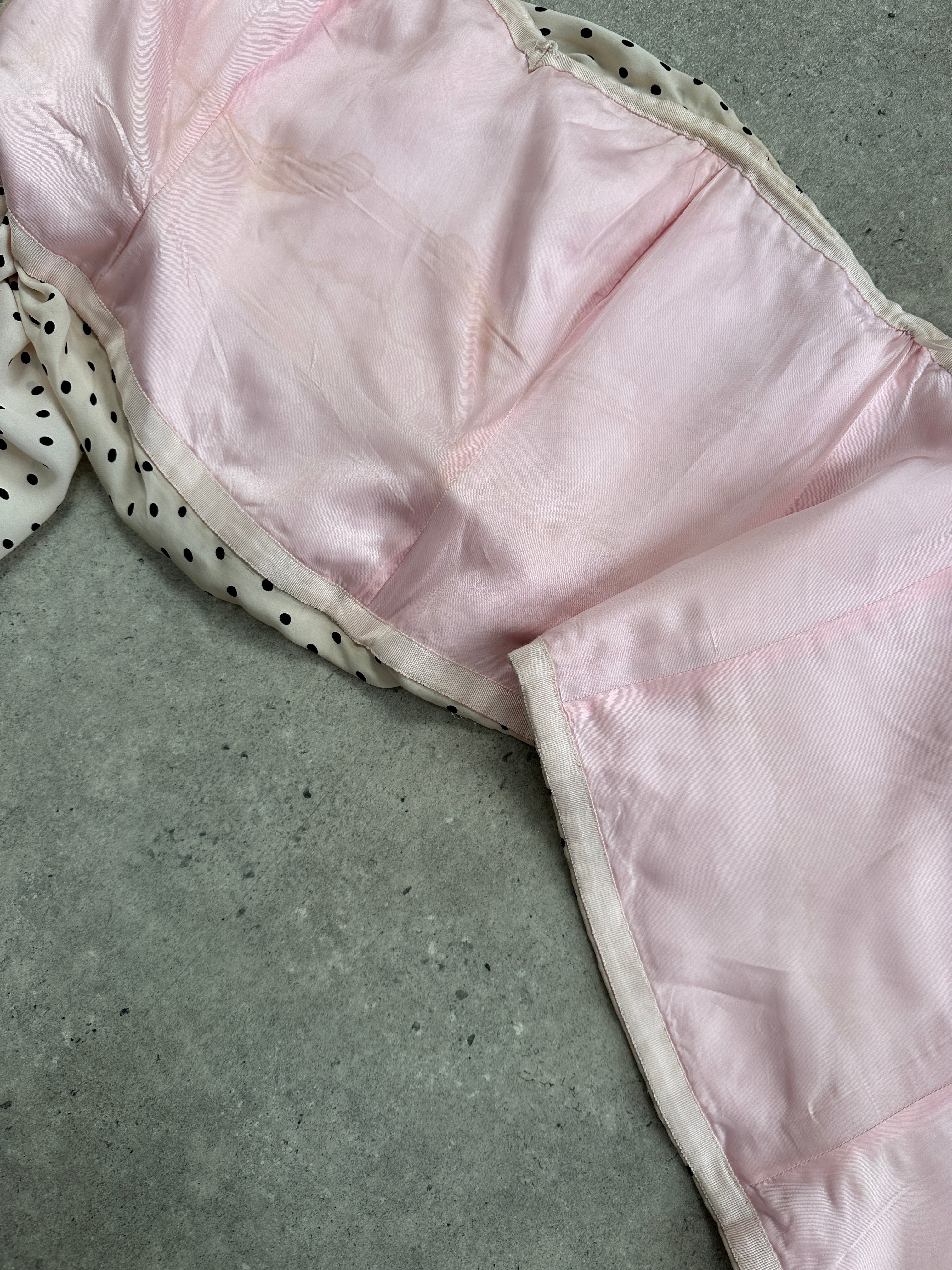 Jaeger 2000s Pure Silk Polkadot Two Piece Skirt Top Set - L/W28 - SYLK